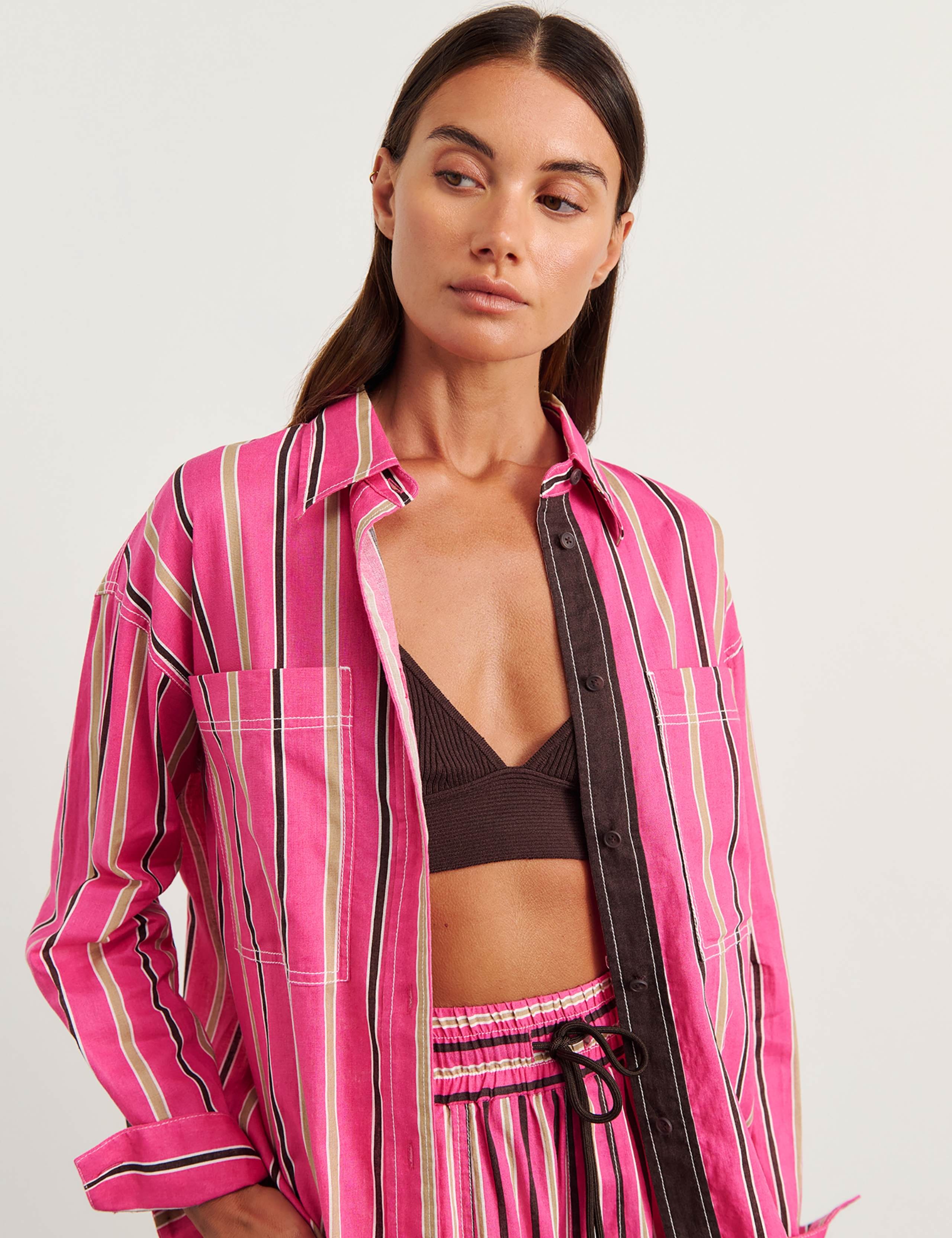 Linen Rich Striped Oversized Shirt 6 of 8
