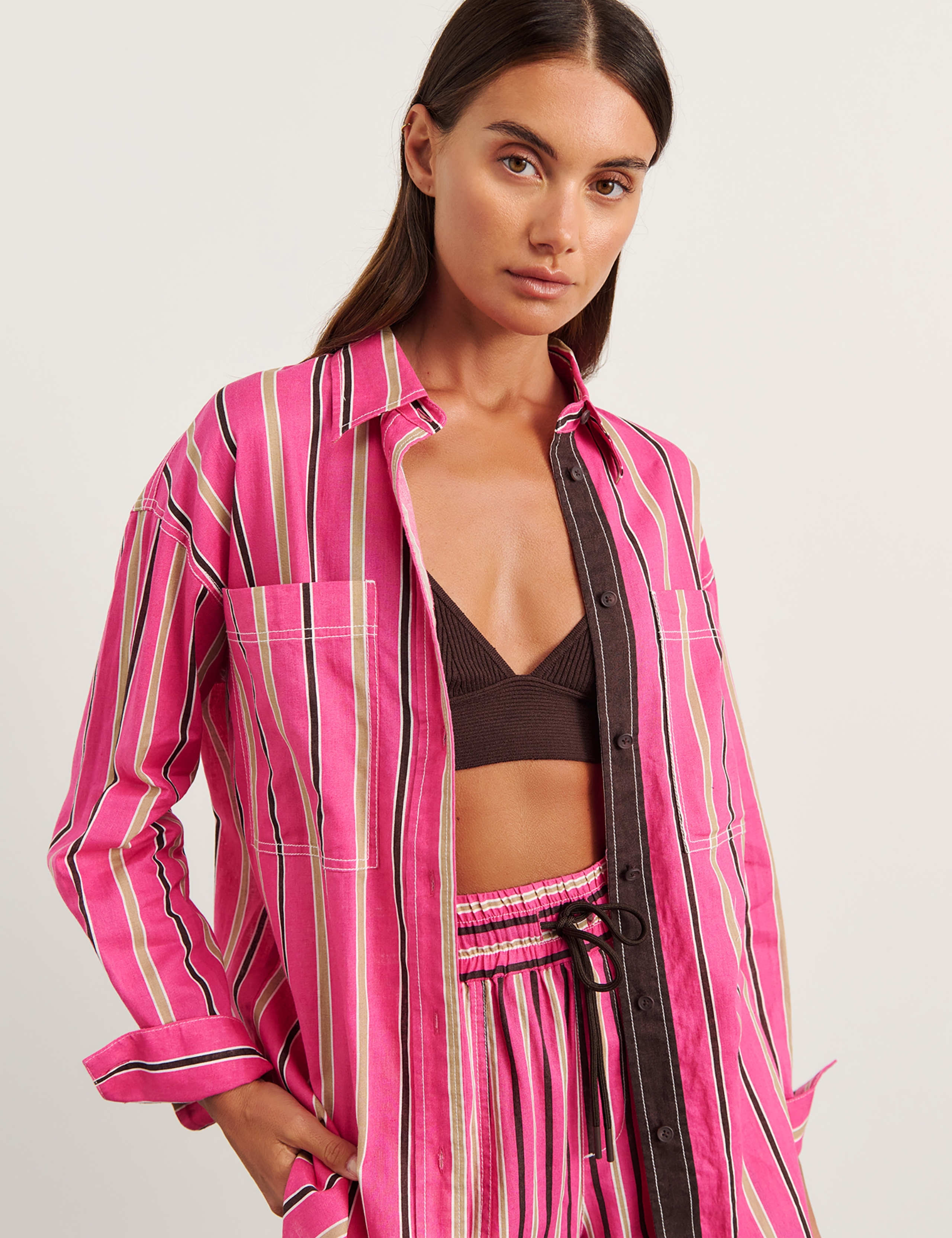 Linen Rich Striped Oversized Shirt 7 of 8