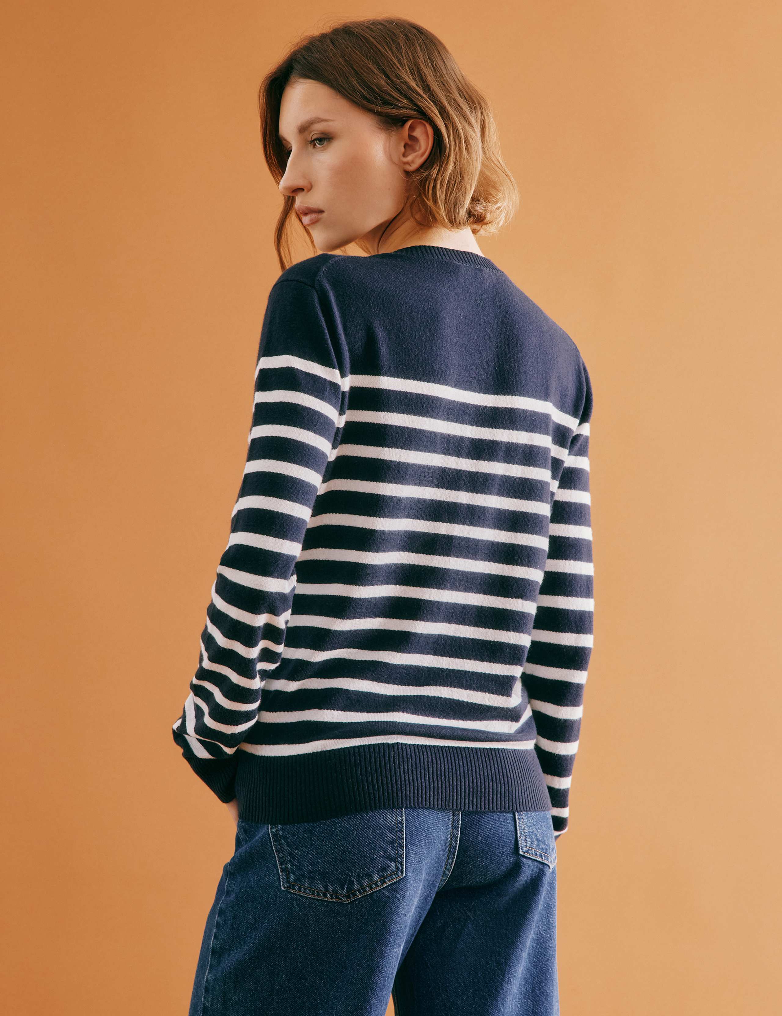 Cotton Blend Striped Jumper with Wool 4 of 6