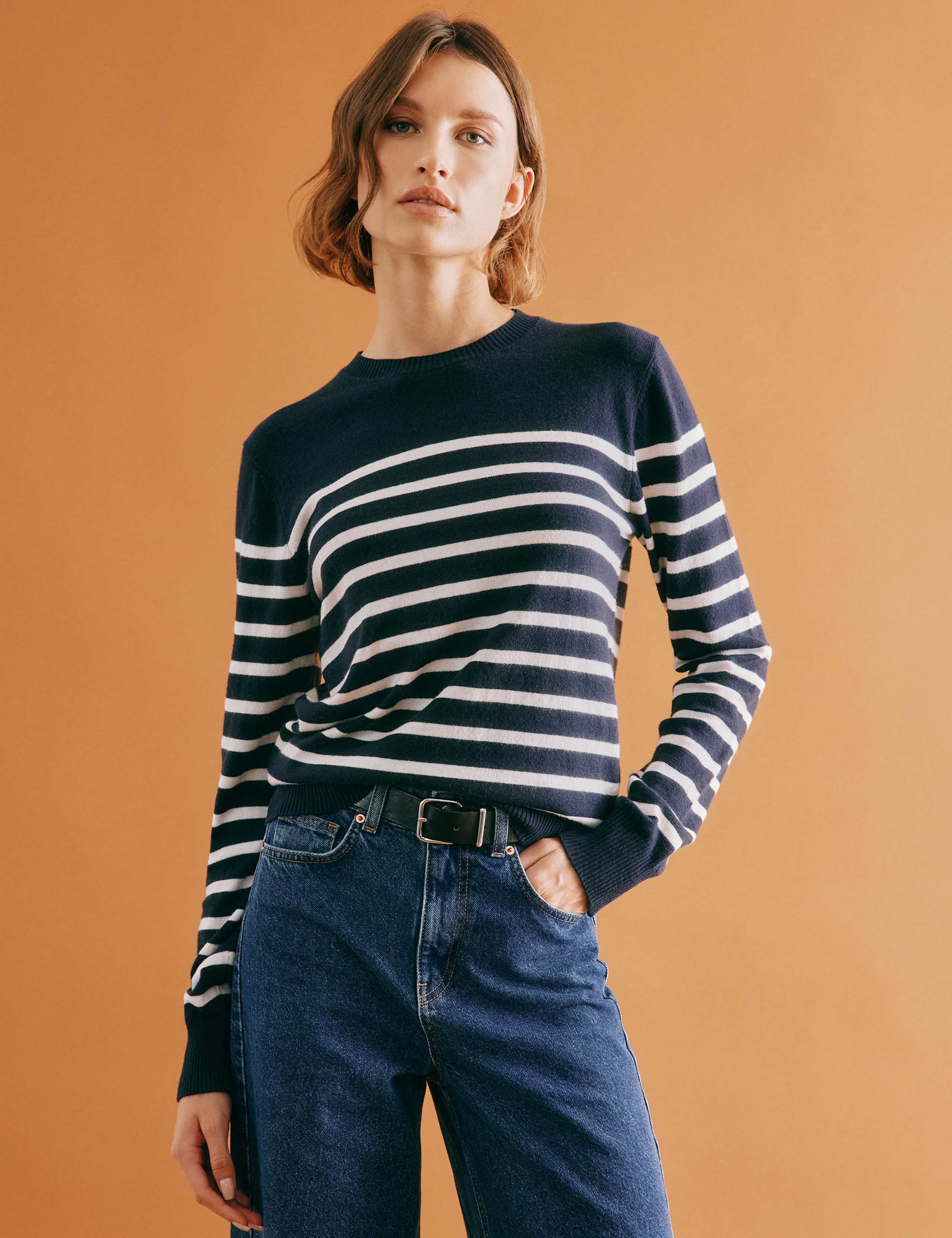 Cotton Blend Striped Jumper with Wool 5 of 6