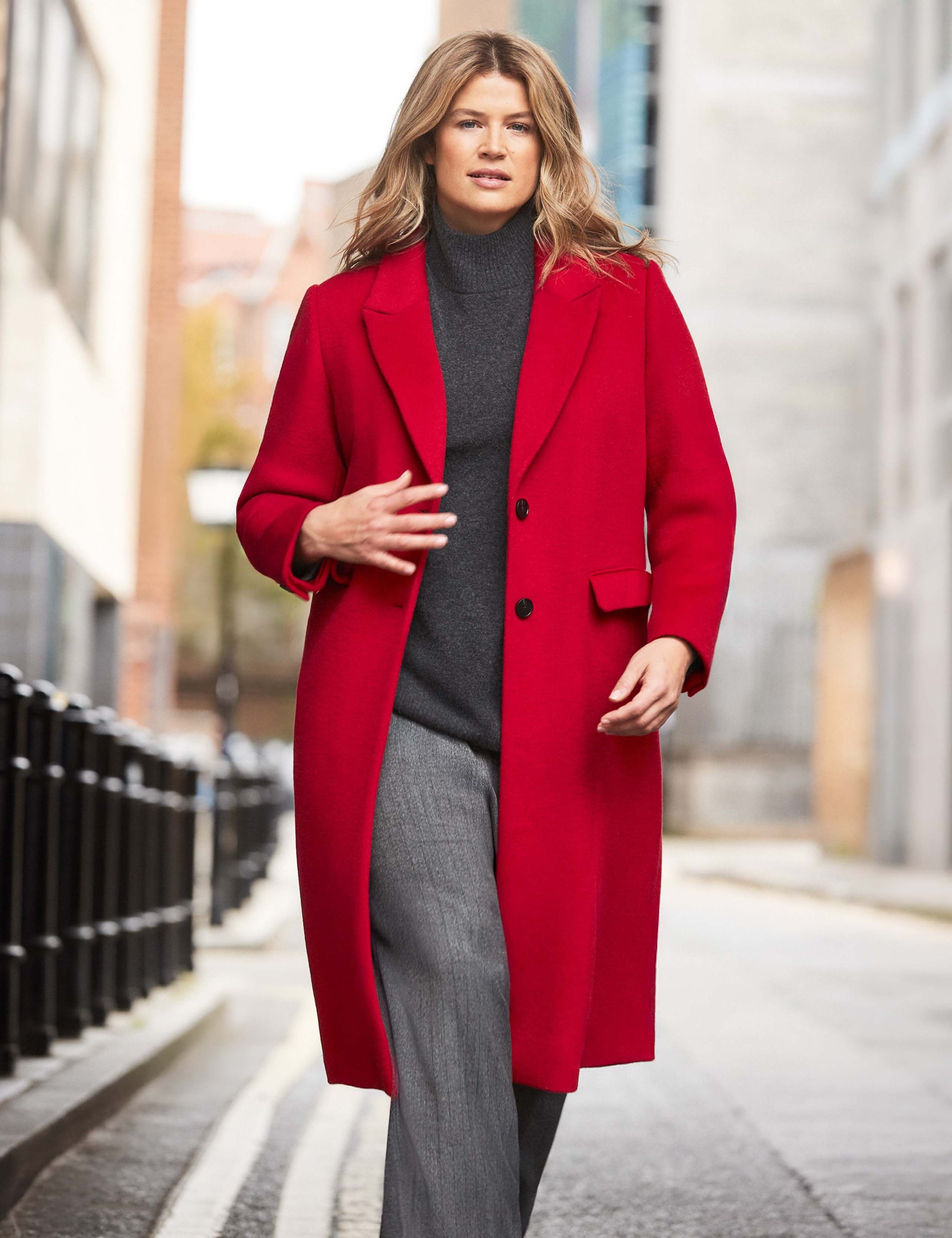 Wool Blend Tailored Coat 3 of 6