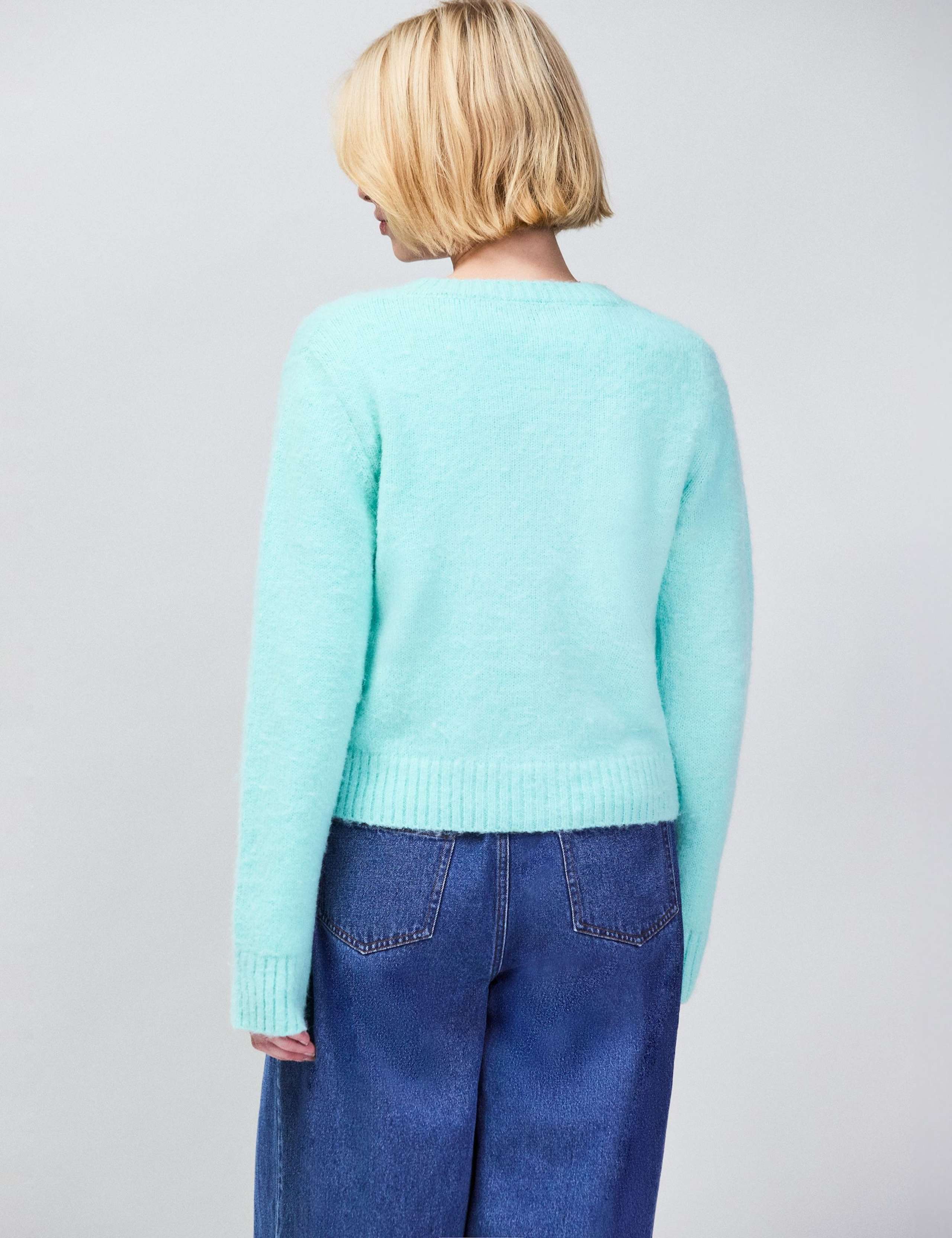 Brushed Crew Neck Cardigan with Alpaca 6 of 7