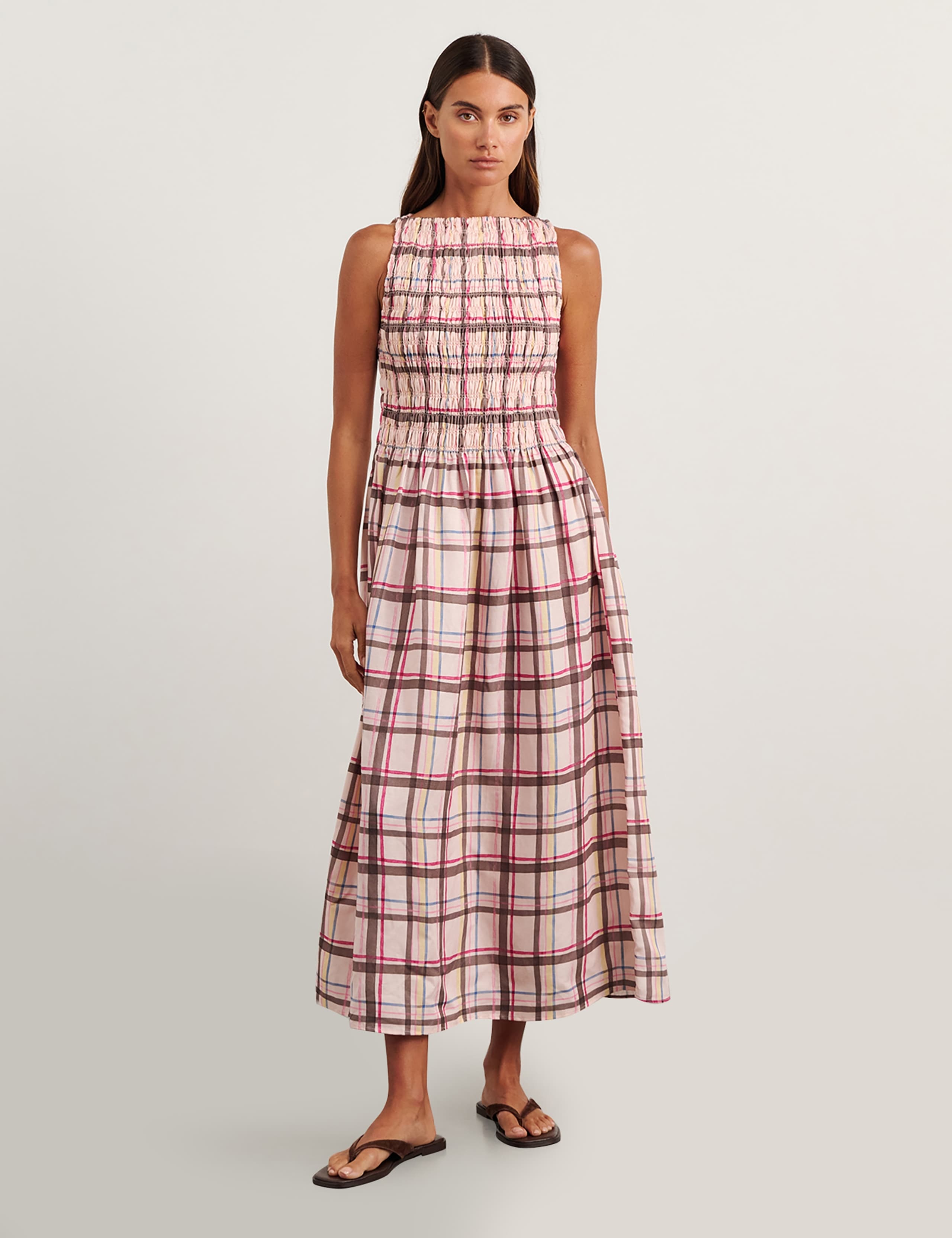 Lyocell Rich Painterly Checked Maxi Dress 2 of 7