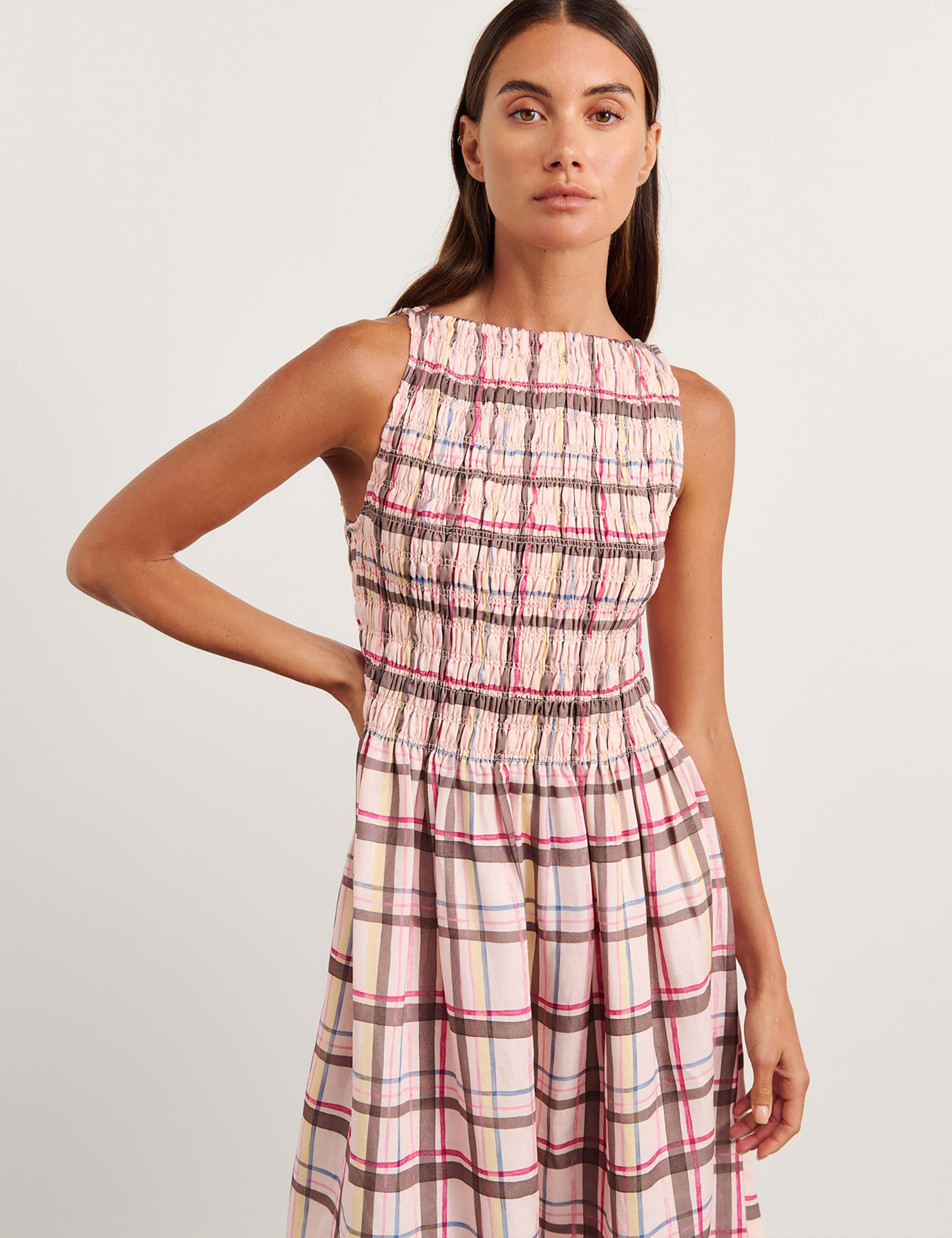 Lyocell Rich Painterly Checked Maxi Dress 4 of 7