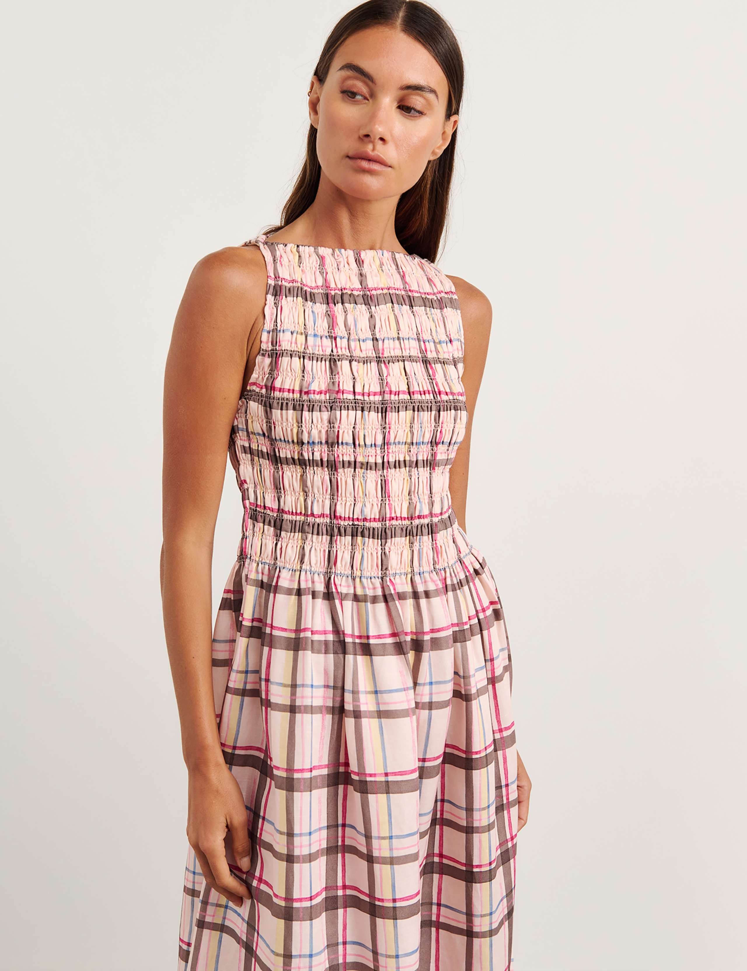Lyocell Rich Painterly Checked Maxi Dress 5 of 7