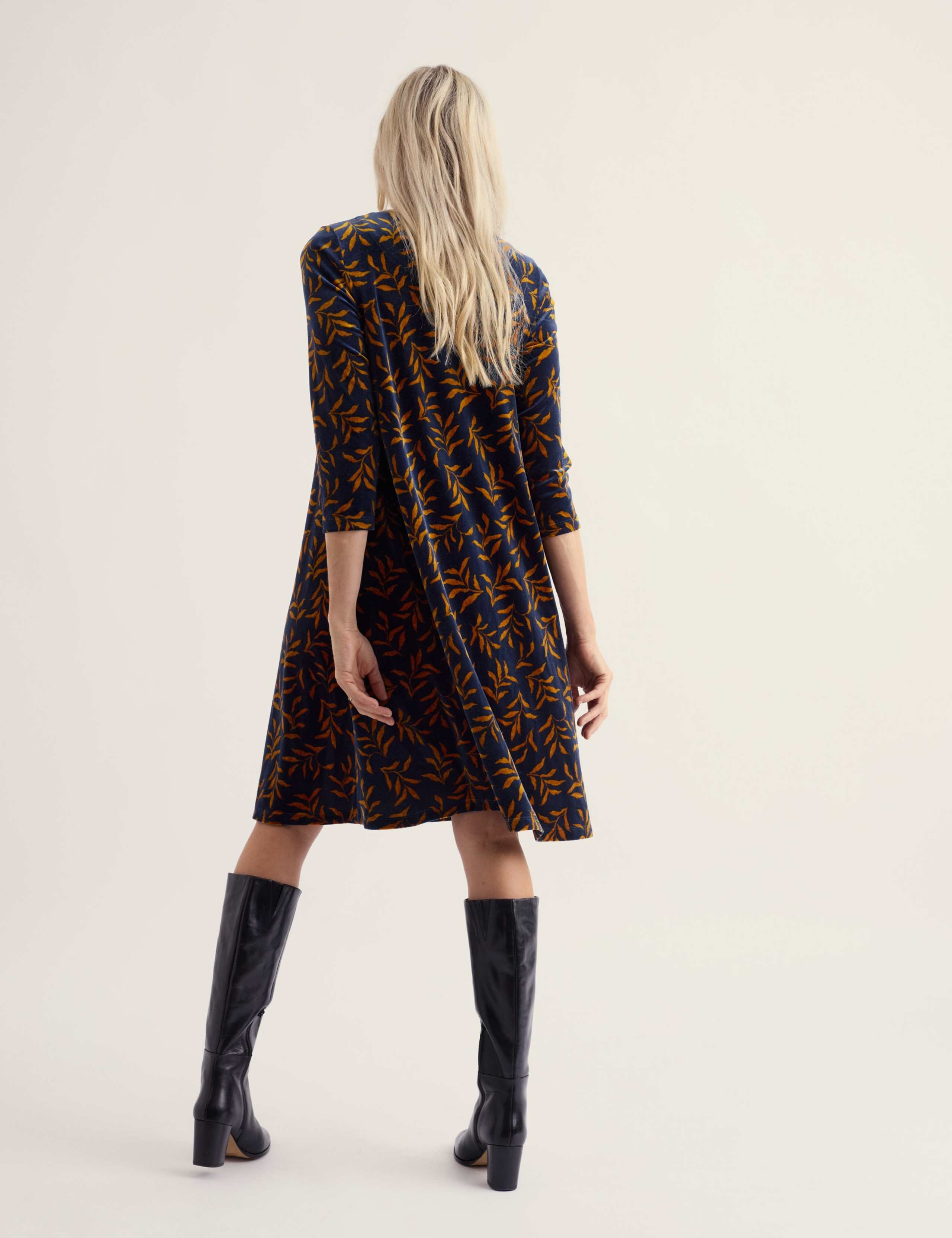 Velvet Printed Knee Length Shift Dress 3 of 5