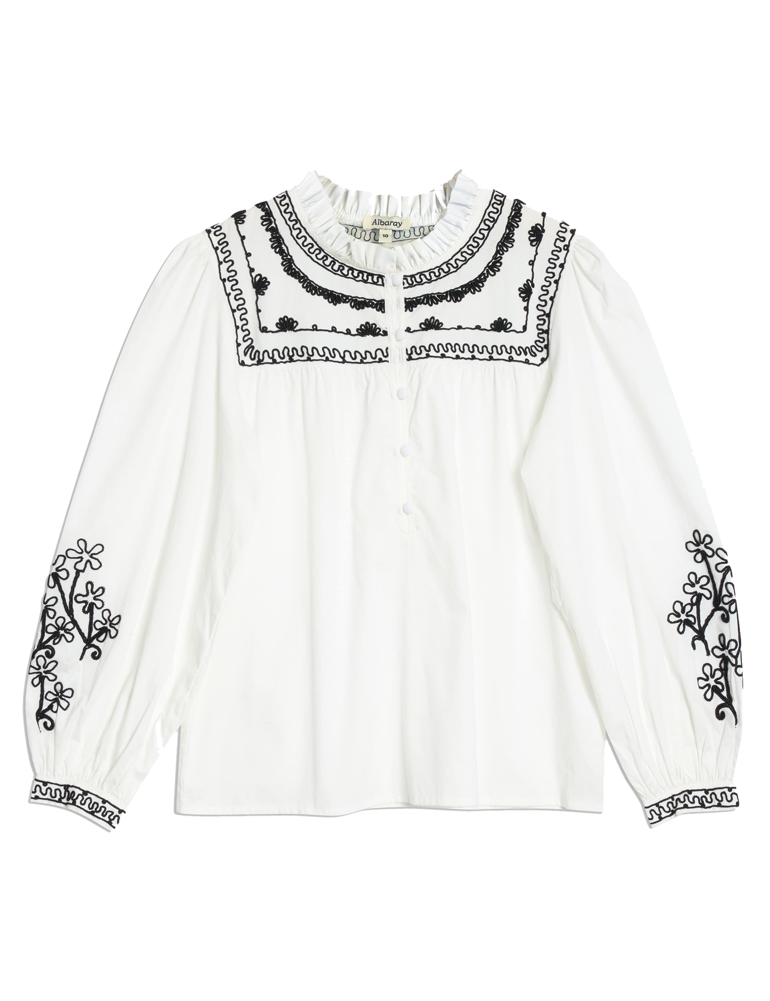 Pure Cotton Embroidered Crew Neck Blouse 2 of 5