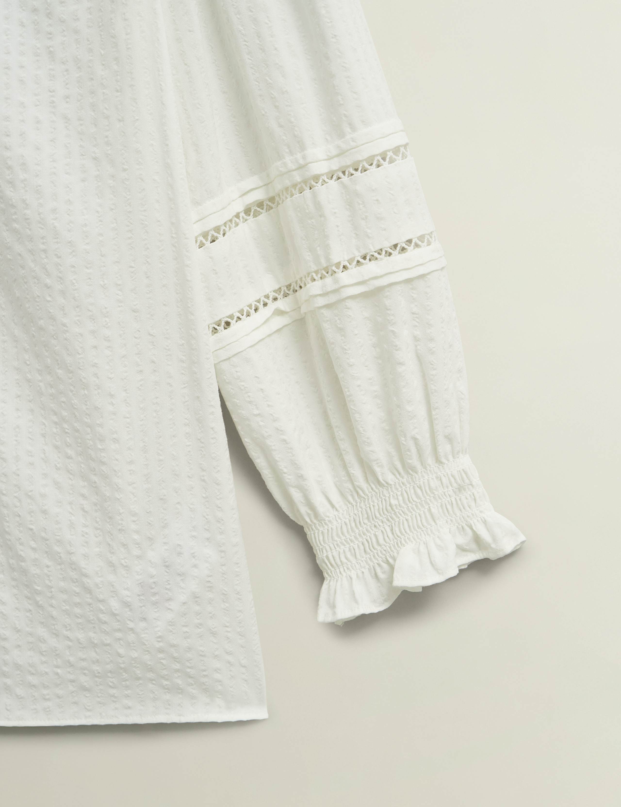 Cotton Blend Frill Detail Broderie Blouse 7 of 8