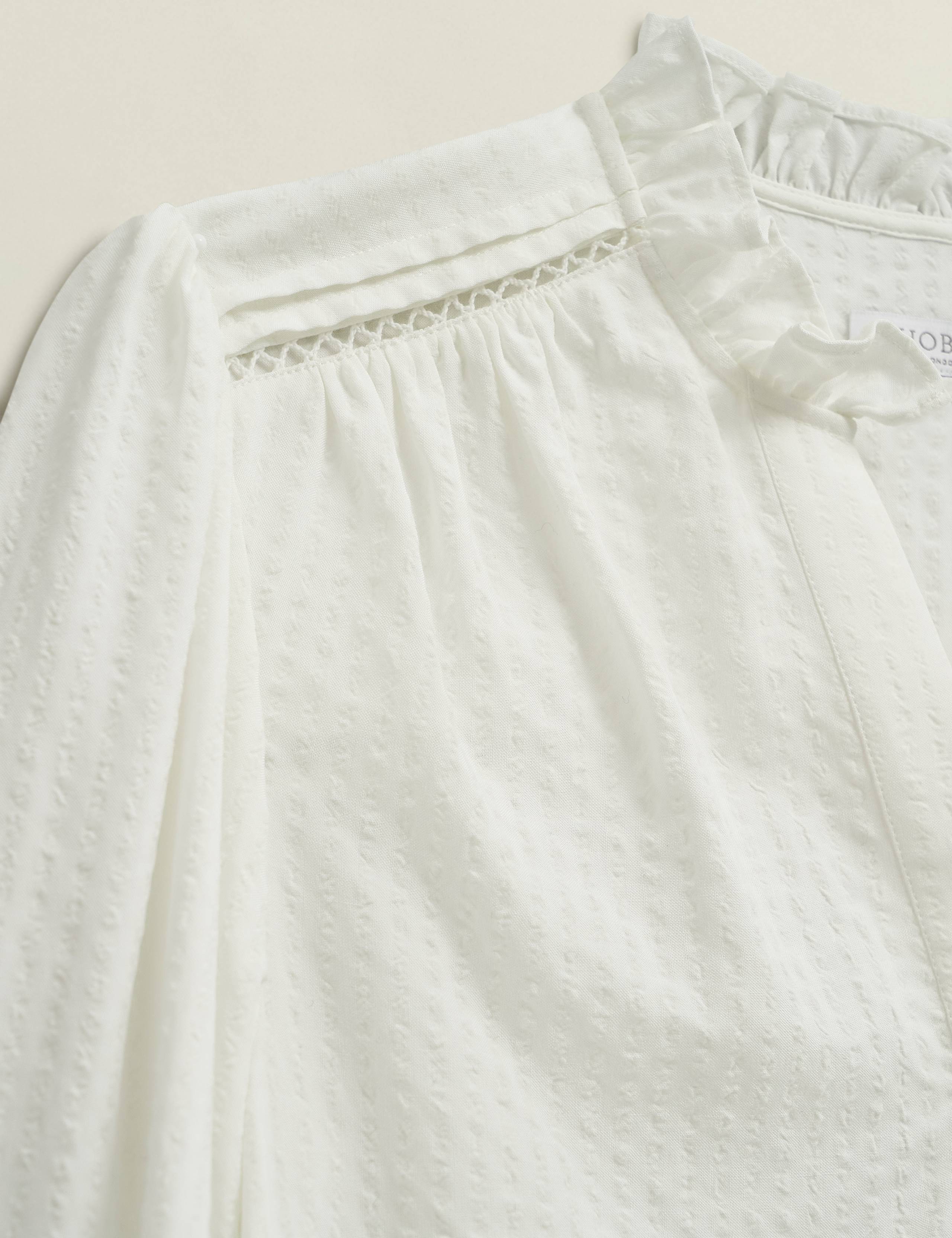 Cotton Blend Frill Detail Broderie Blouse 8 of 8