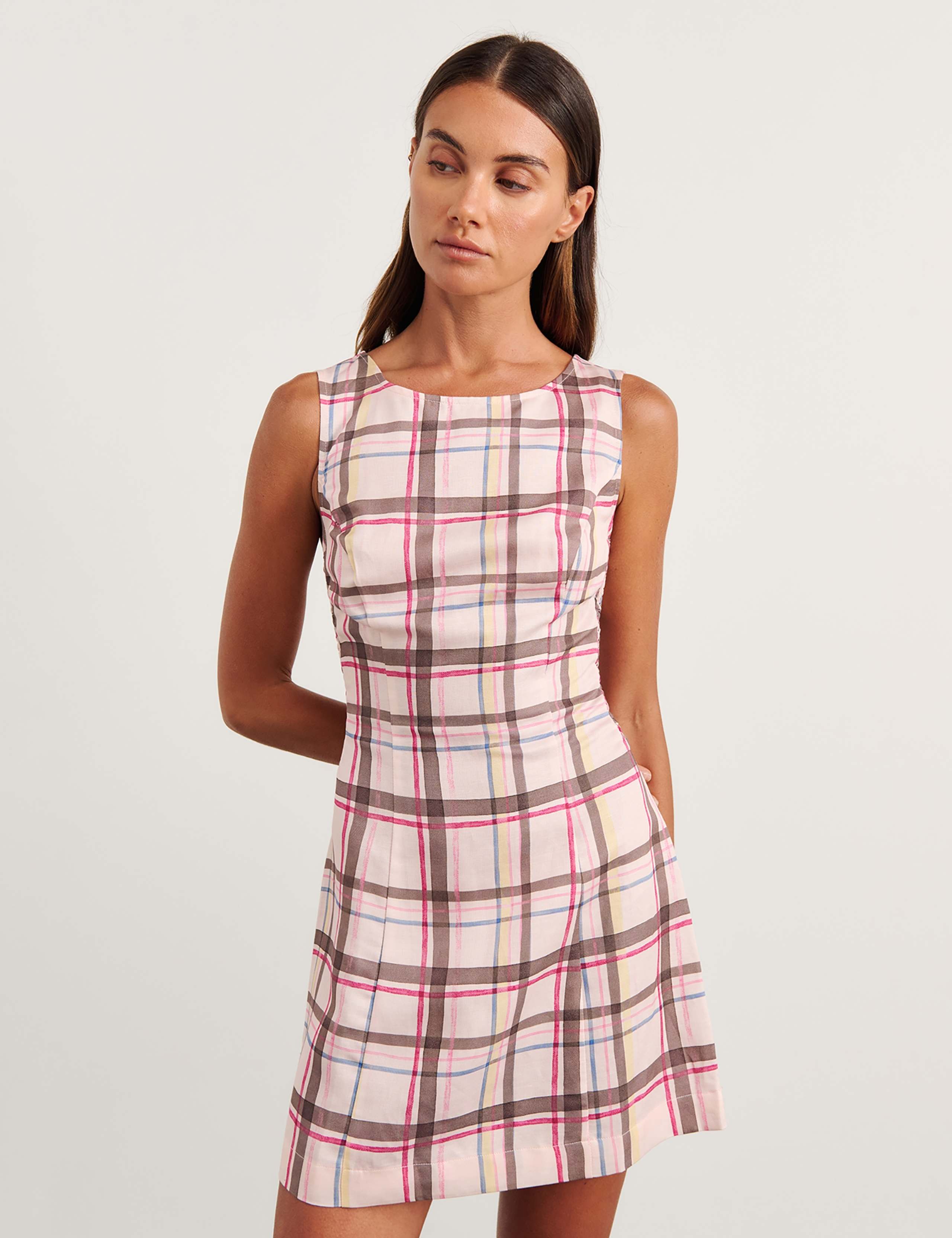 Lyocell Rich Painterly Checked Mini Dress 4 of 6