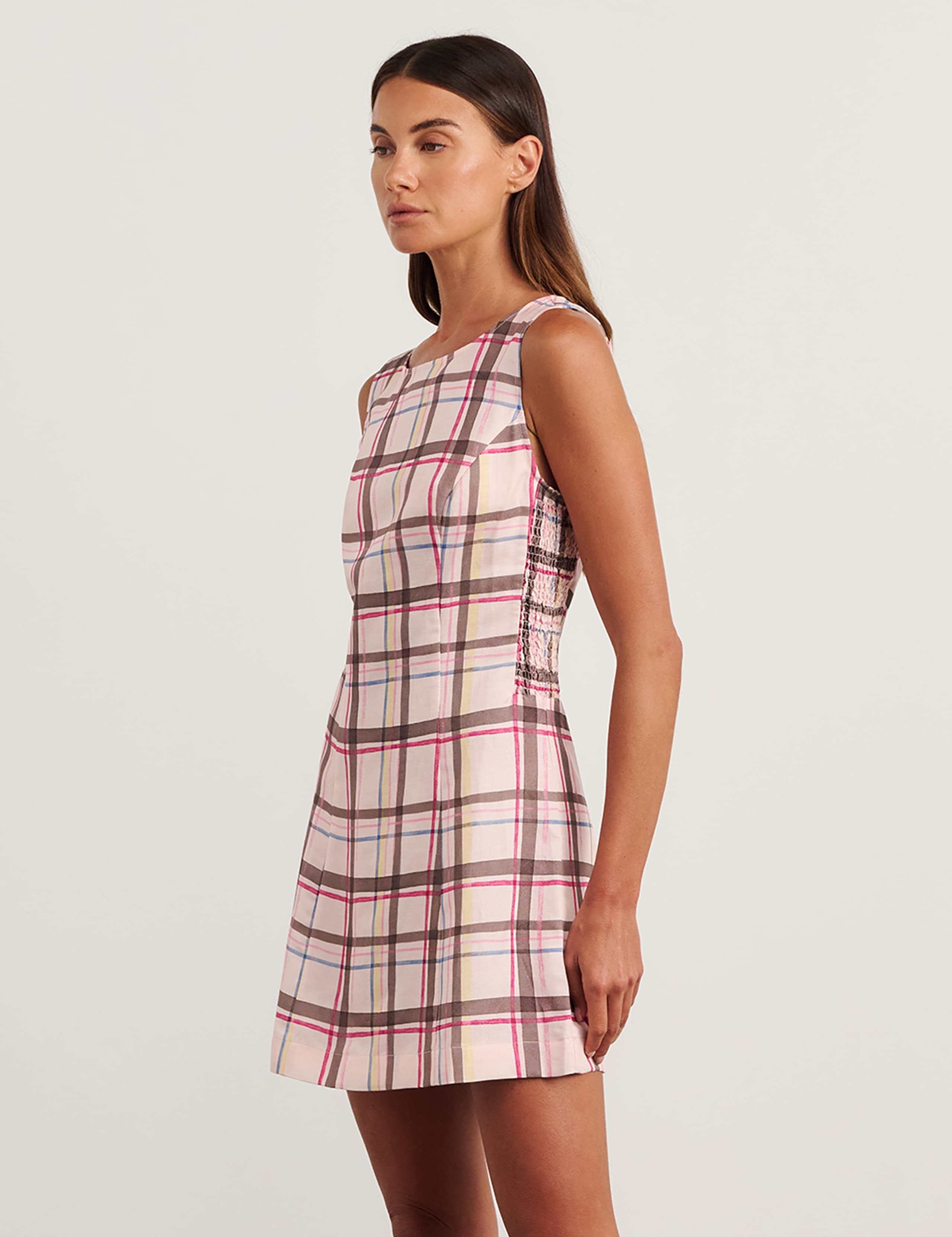 Lyocell Rich Painterly Checked Mini Dress 5 of 6