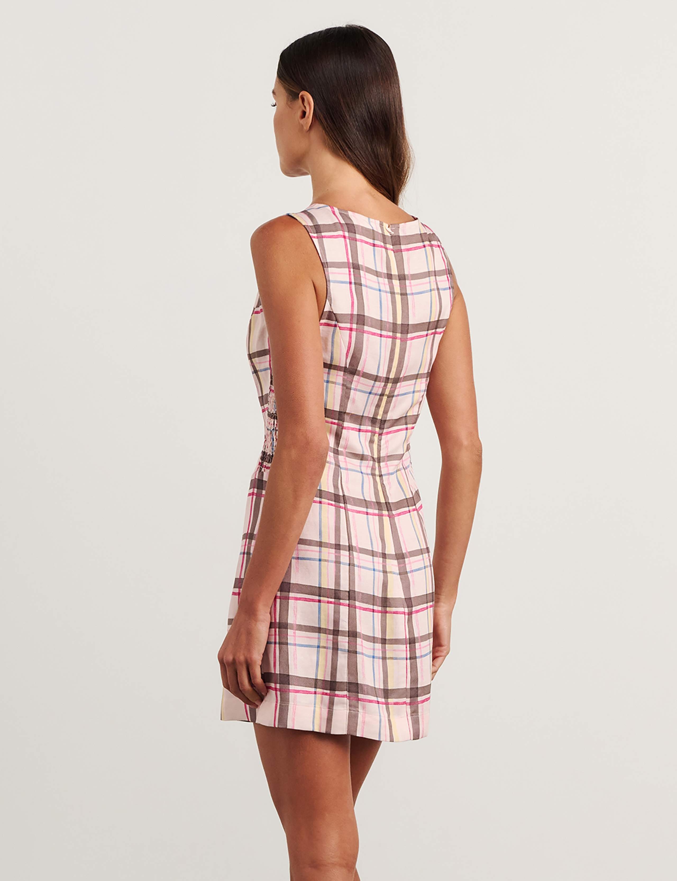 Lyocell Rich Painterly Checked Mini Dress 6 of 6