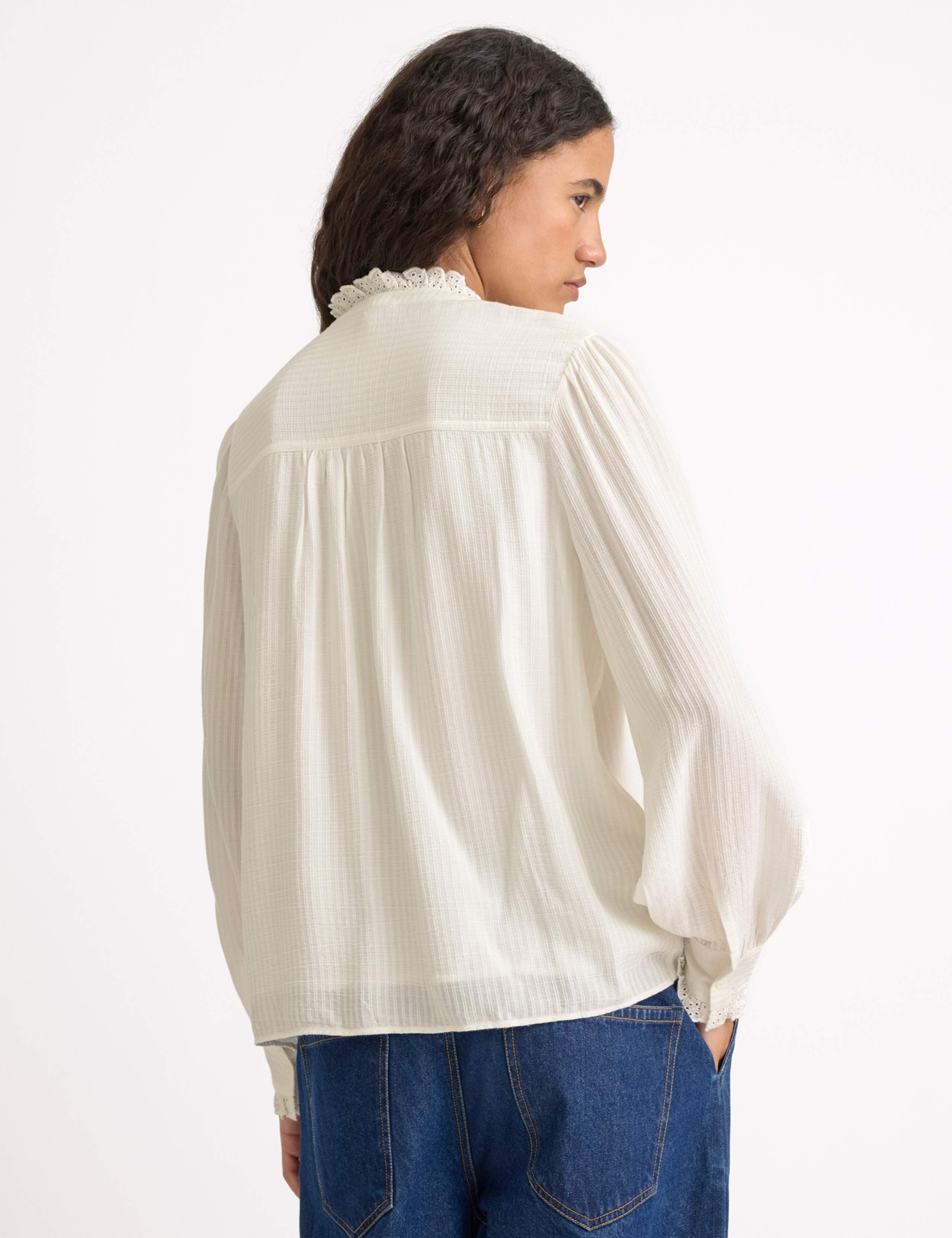 Modal Cotton Blend Lace Trim Pintuck Blouse 4 of 5