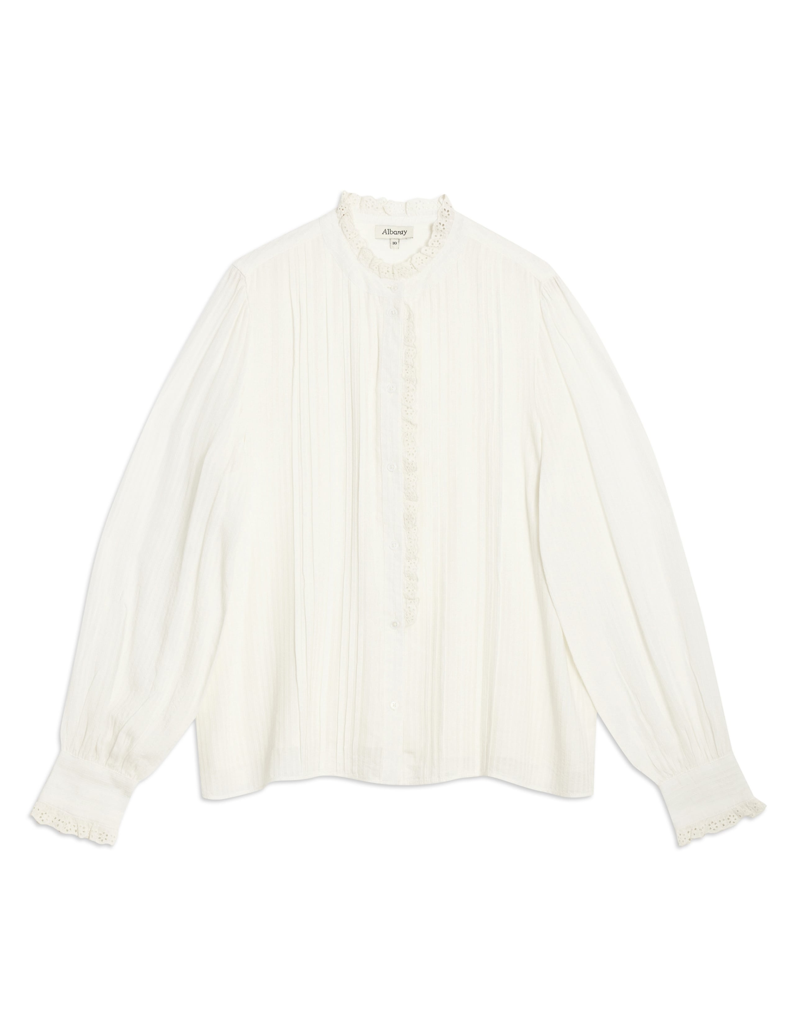 Modal Cotton Blend Lace Trim Pintuck Blouse 2 of 5