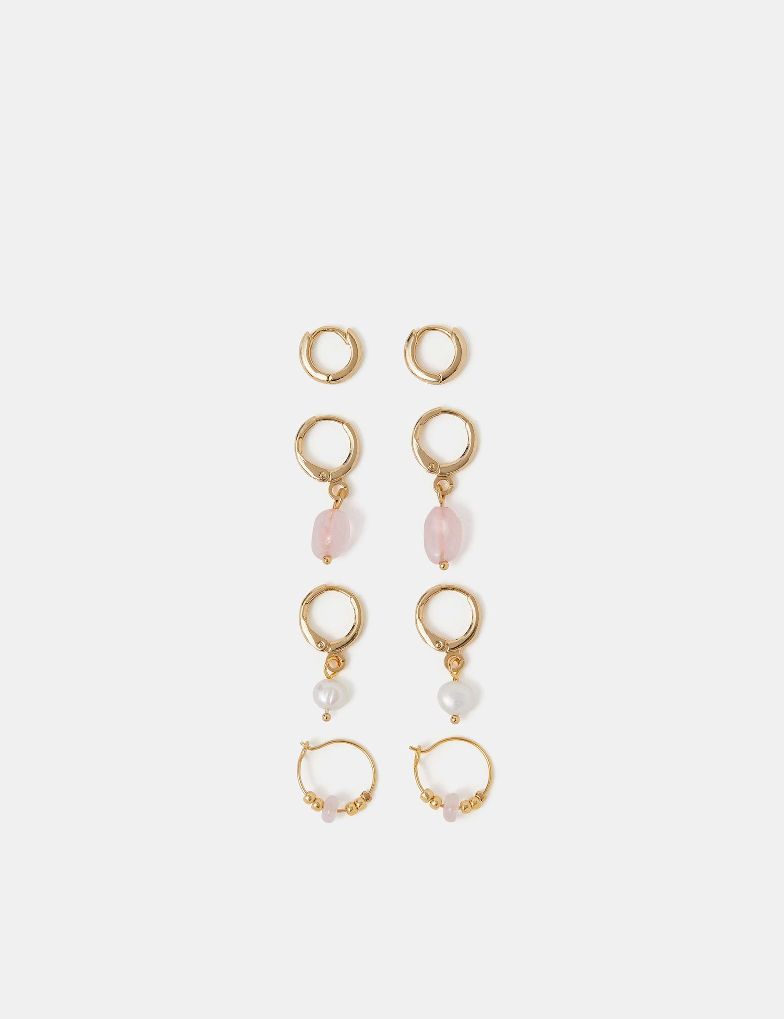 4 Pack 14 Carat Gold Plated Hoop Earrings Set 1 of 2