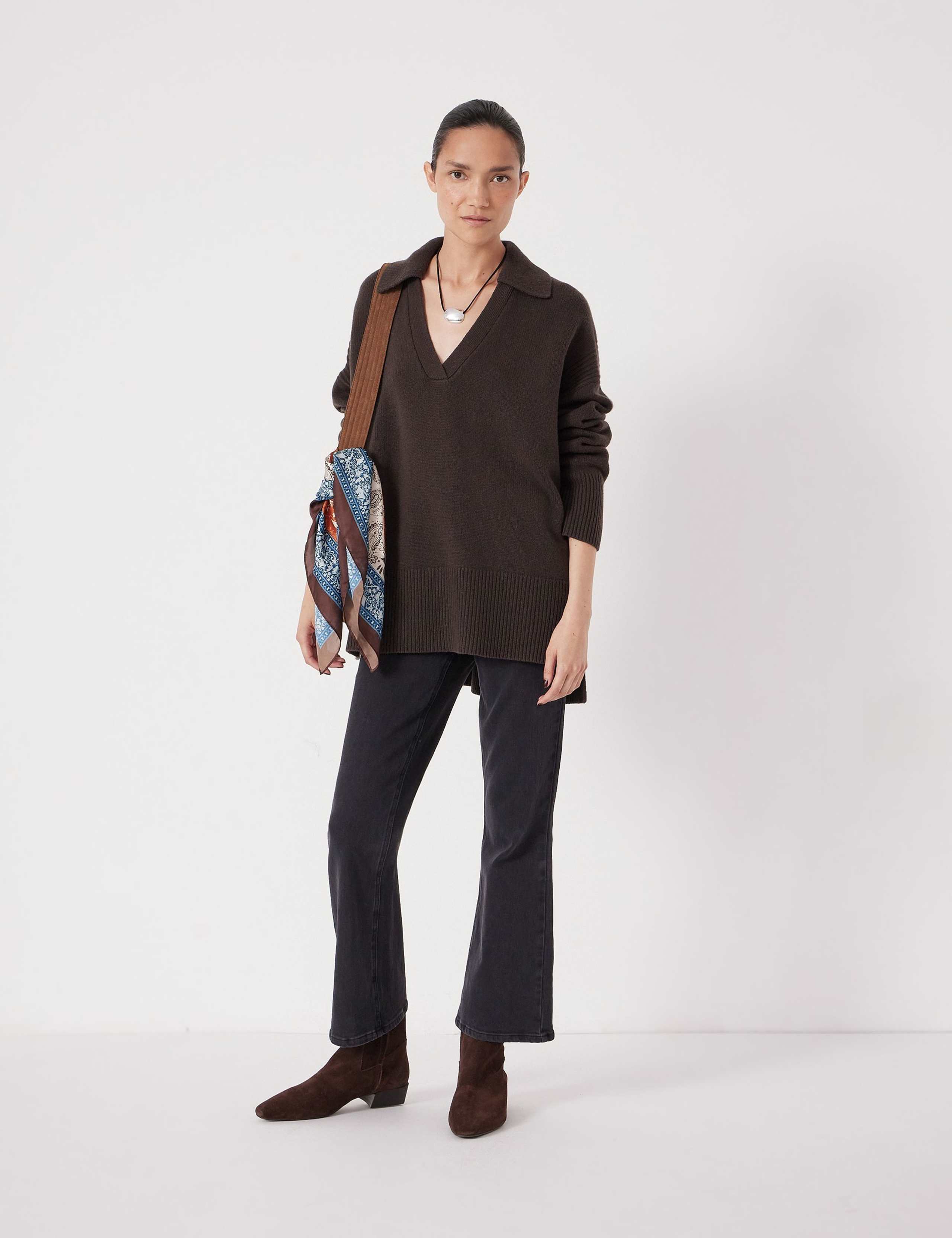 Pure Merino Wool Collared Longline Jumper 3 of 5
