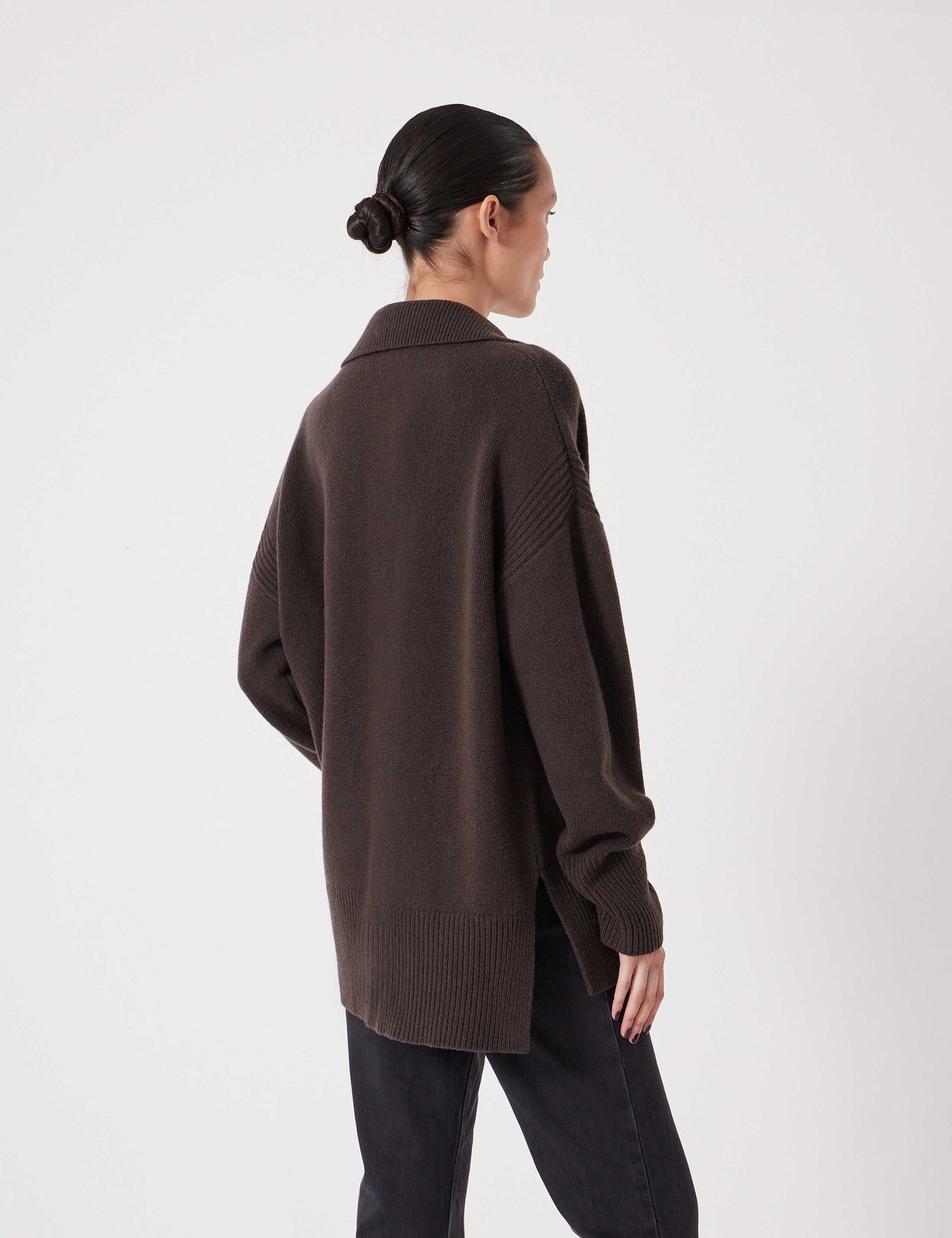 Pure Merino Wool Collared Longline Jumper 4 of 5