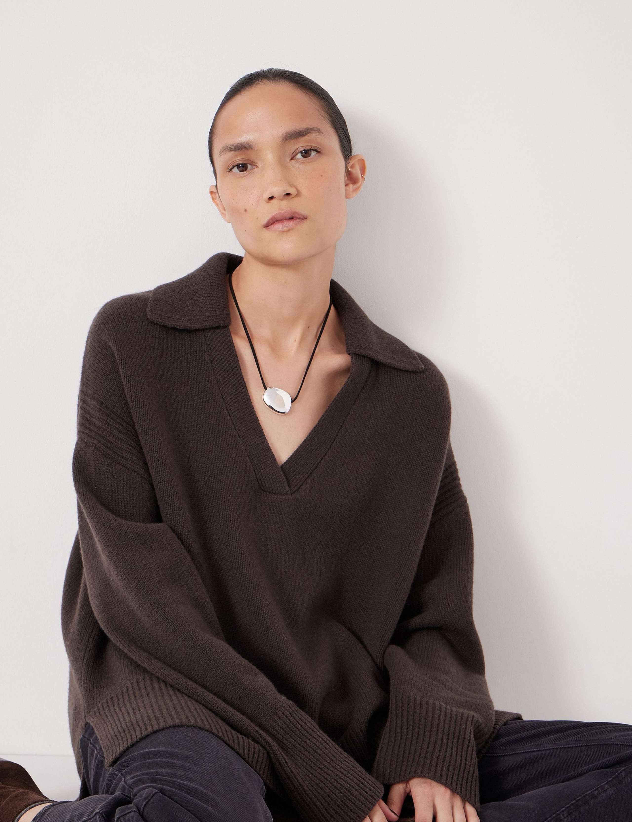 Pure Merino Wool Collared Longline Jumper 5 of 5