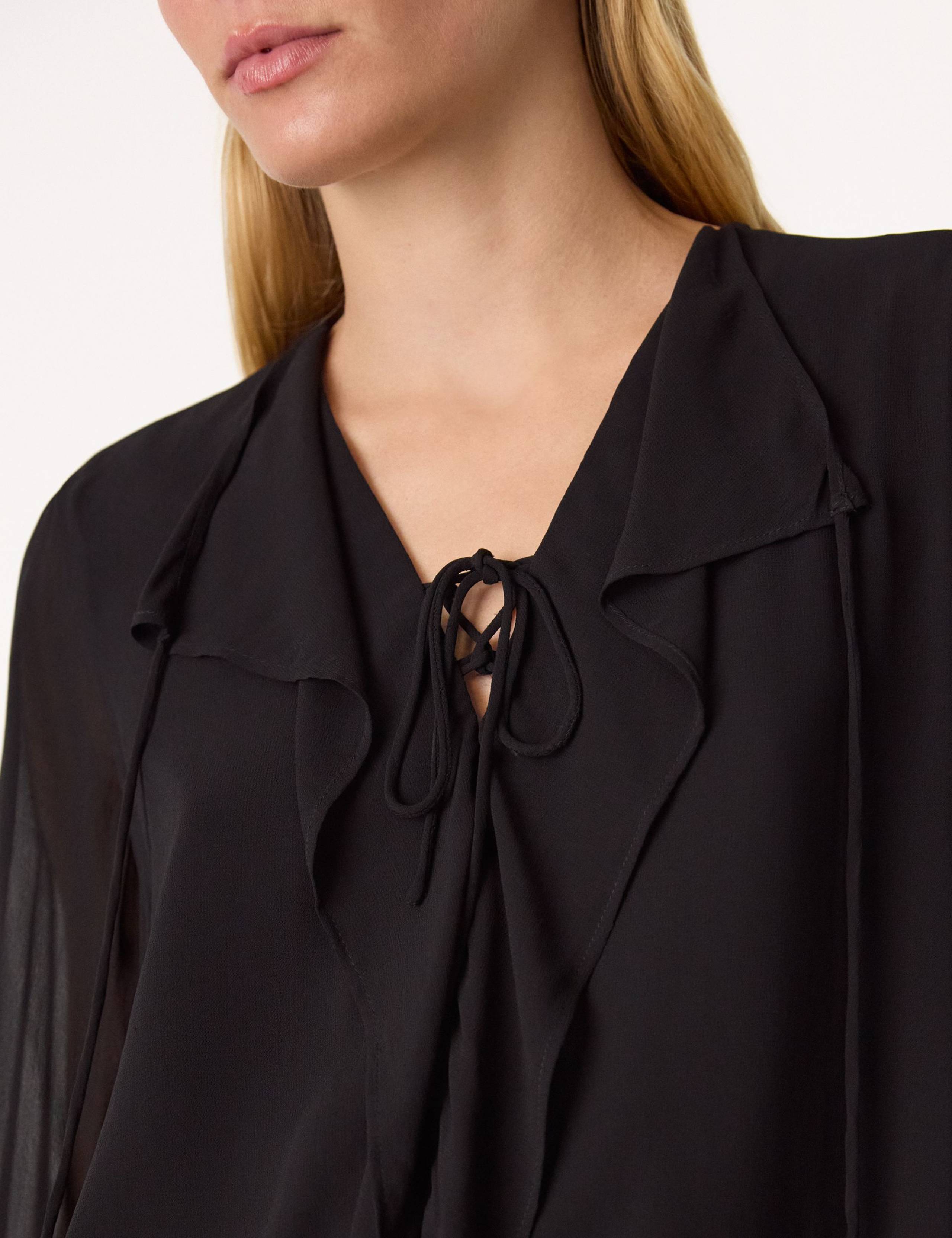 Sheer V-Neck Frill Neck Blouse 4 of 4