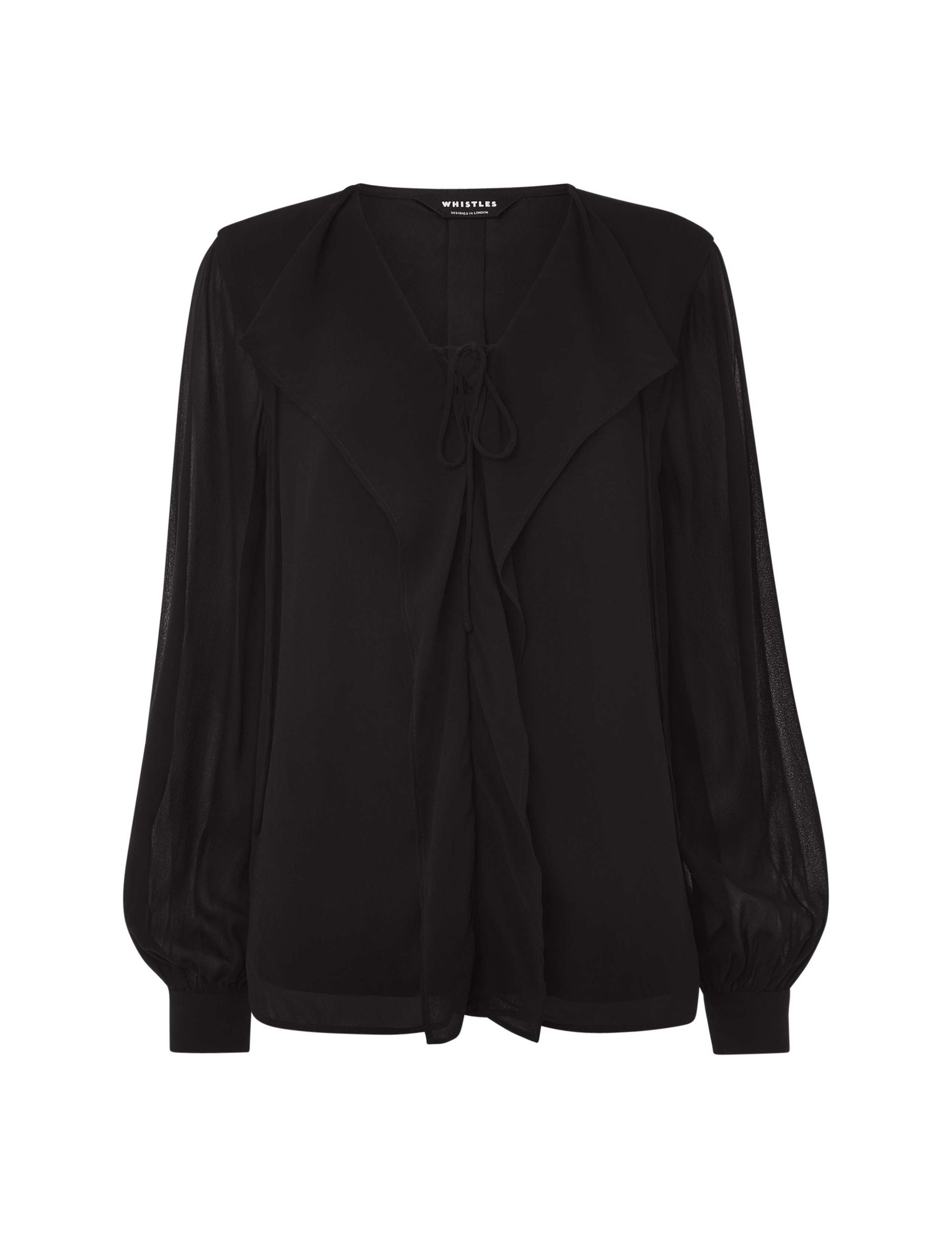 Sheer V-Neck Frill Neck Blouse 2 of 4