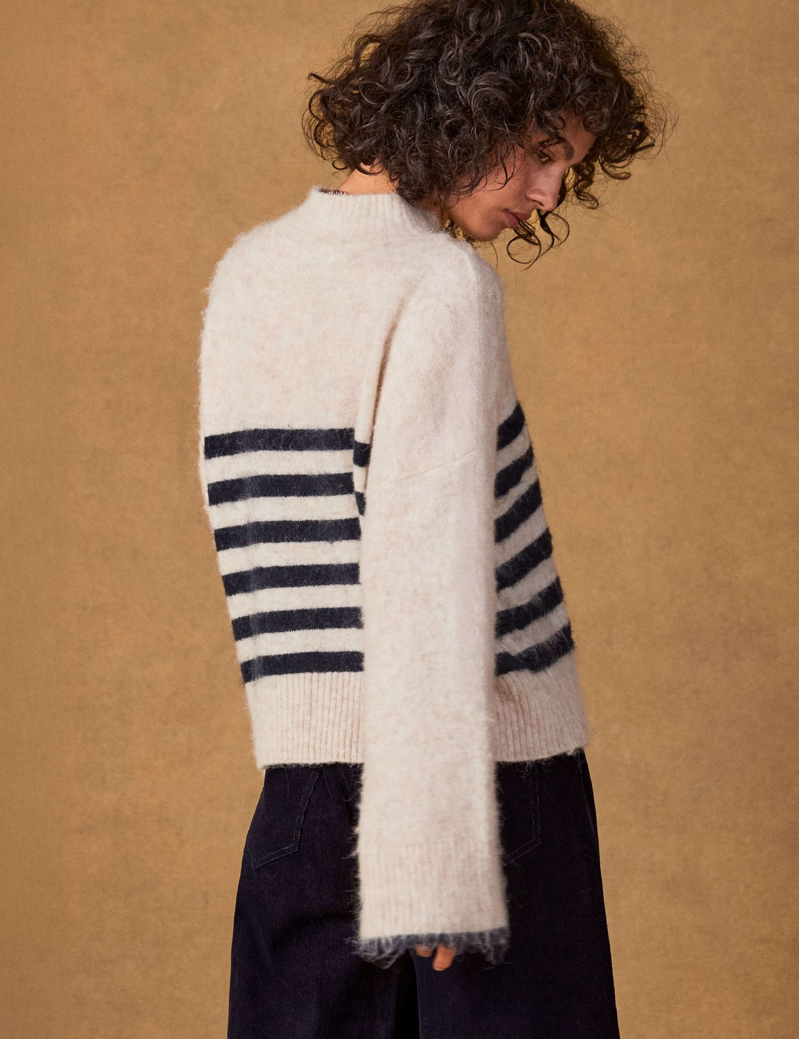 Alpaca Blend Fluffy Striped Relaxed Jumper 3 of 4