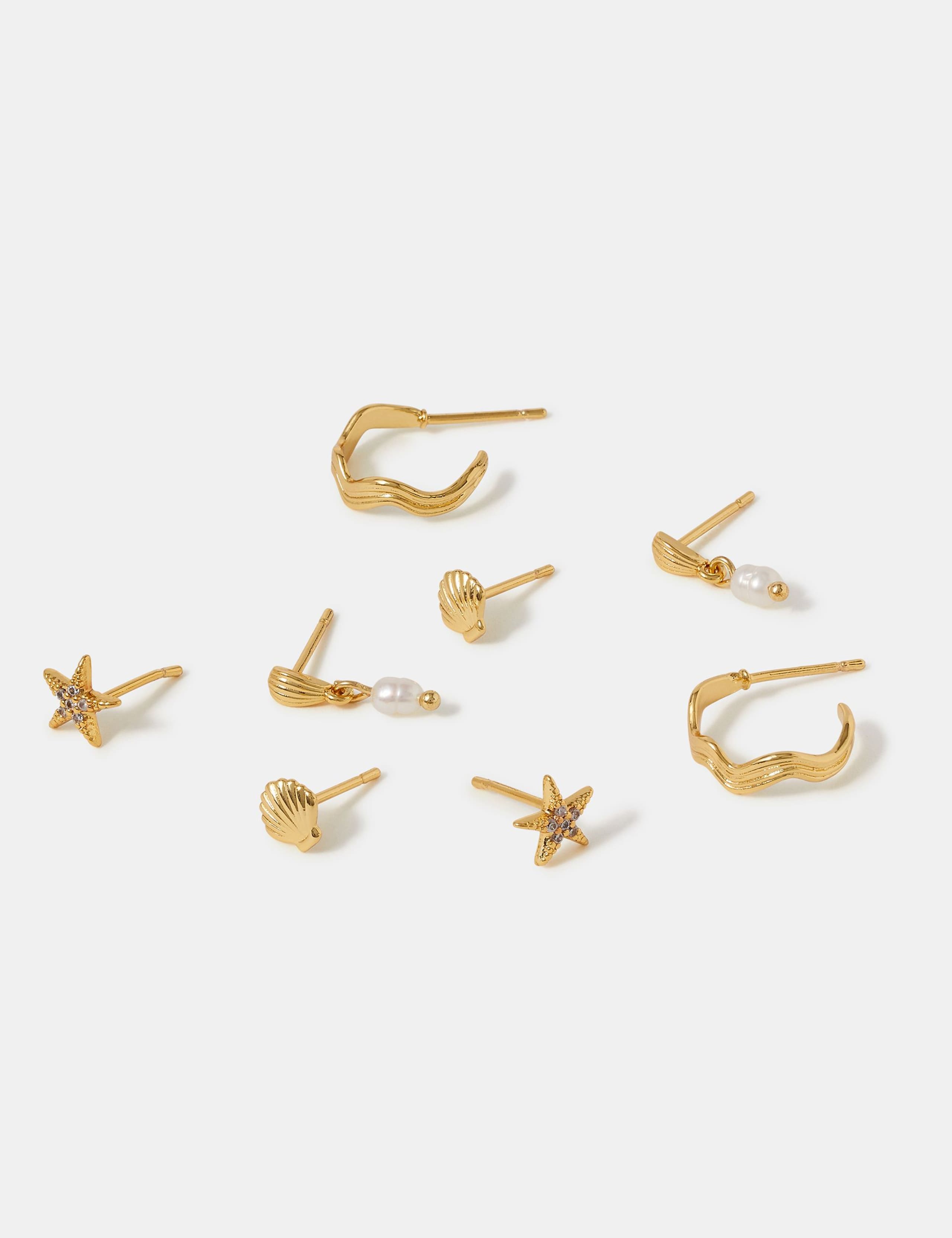 4 Pack 14 Carat Gold Plated Earrings Set 3 of 3