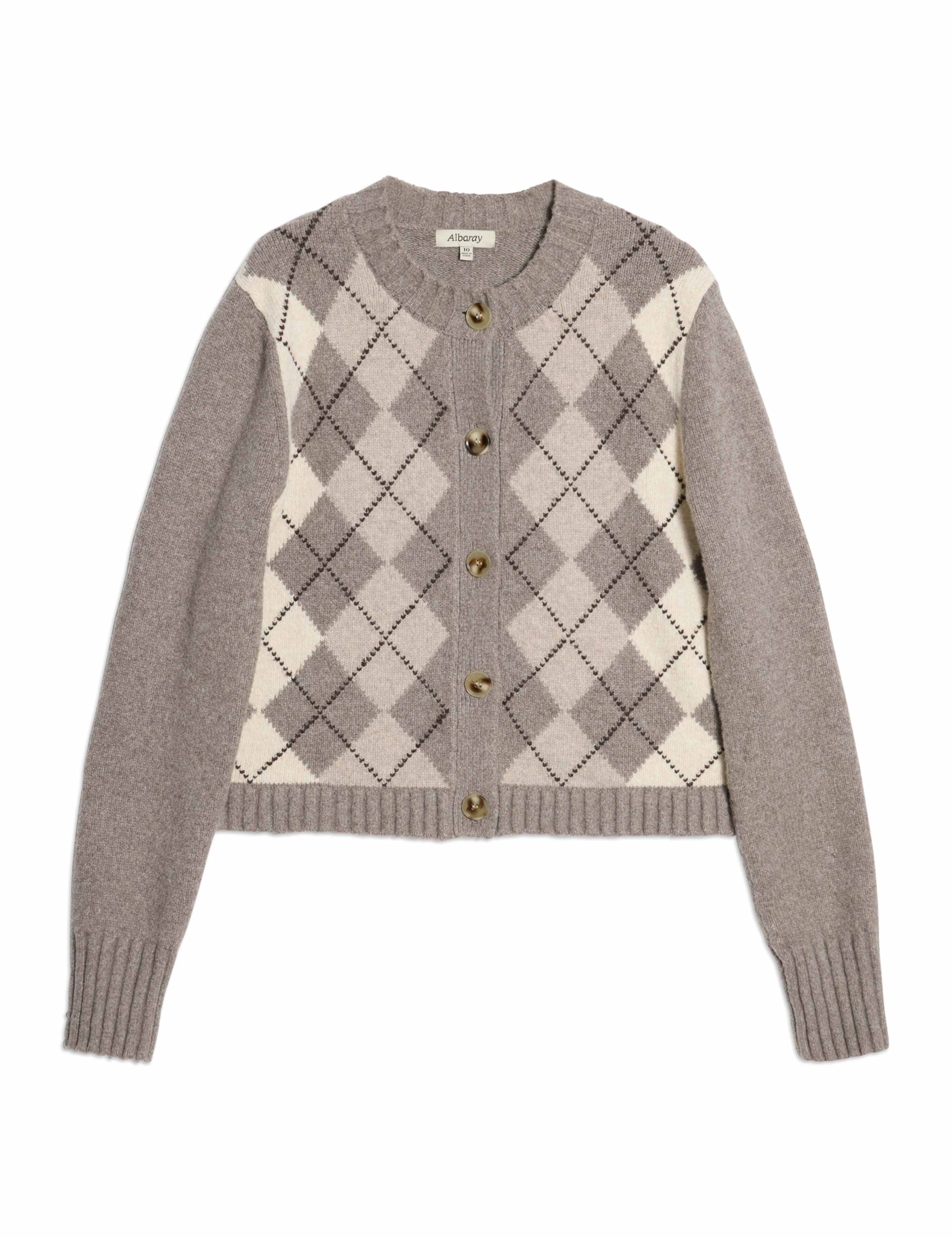 Argyle Button Front Cardigan with Wool 2 of 6