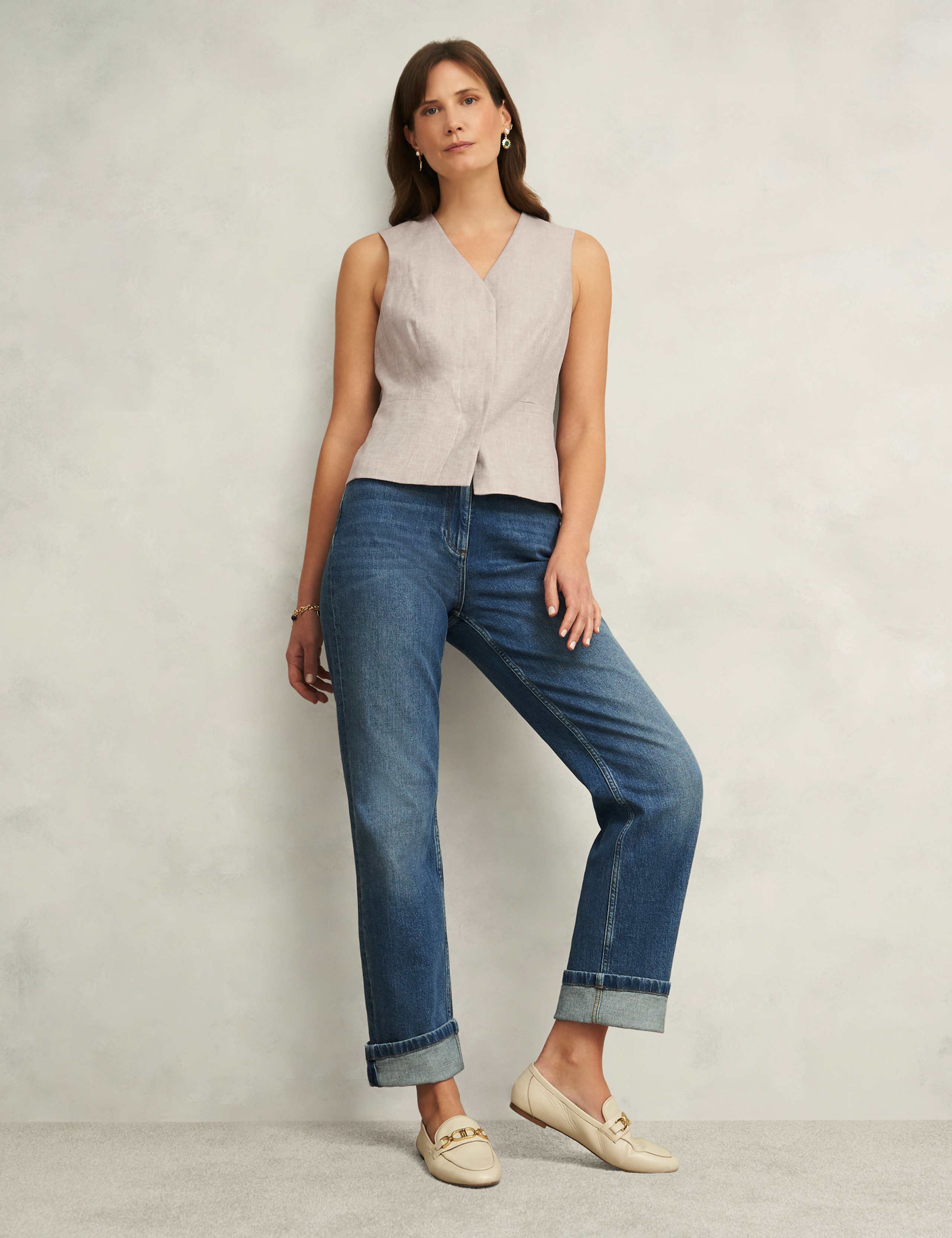 Pure Linen Double Breasted Waistcoat 3 of 6