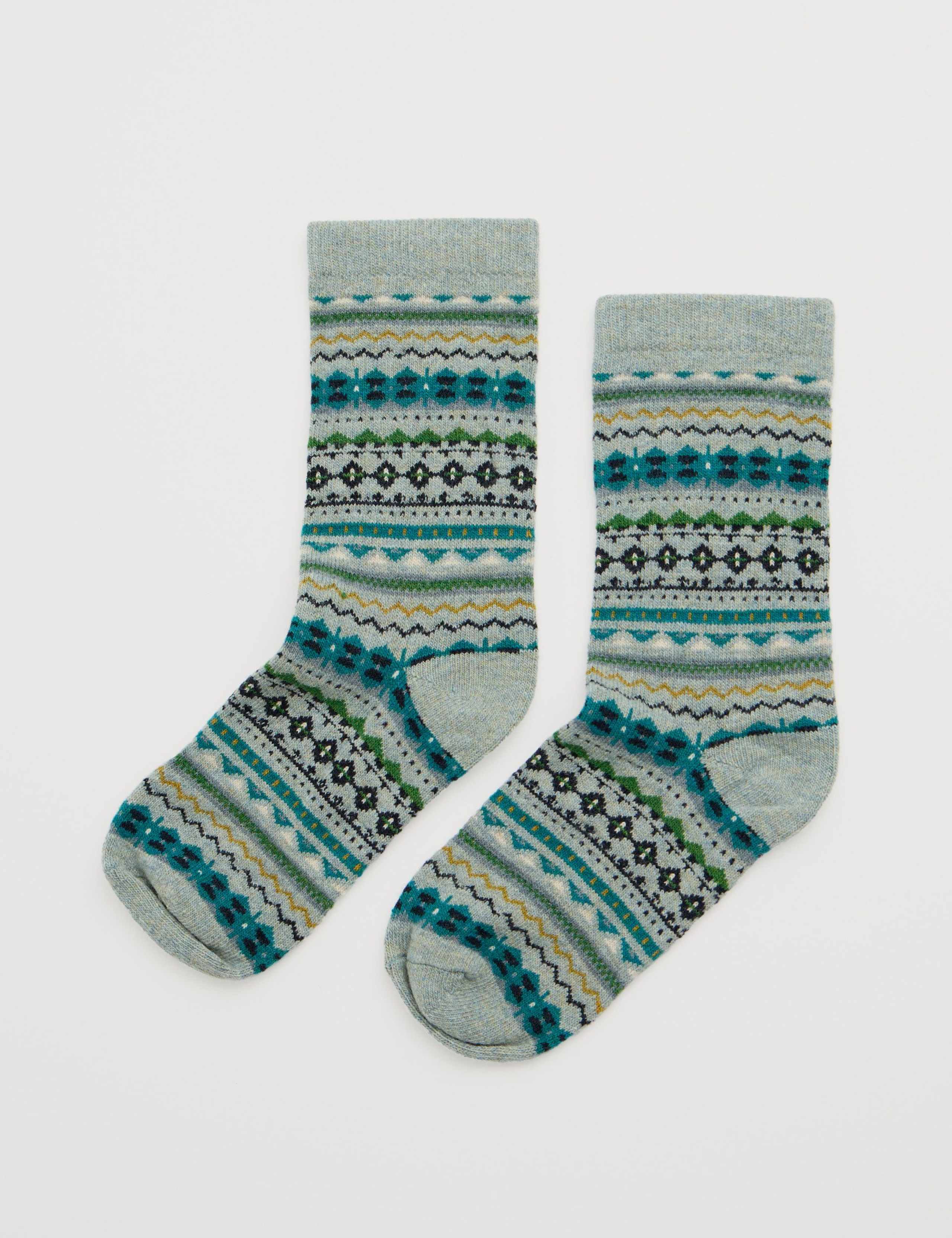 Fair Isle Ankle High Socks with Merino Wool 1 of 1