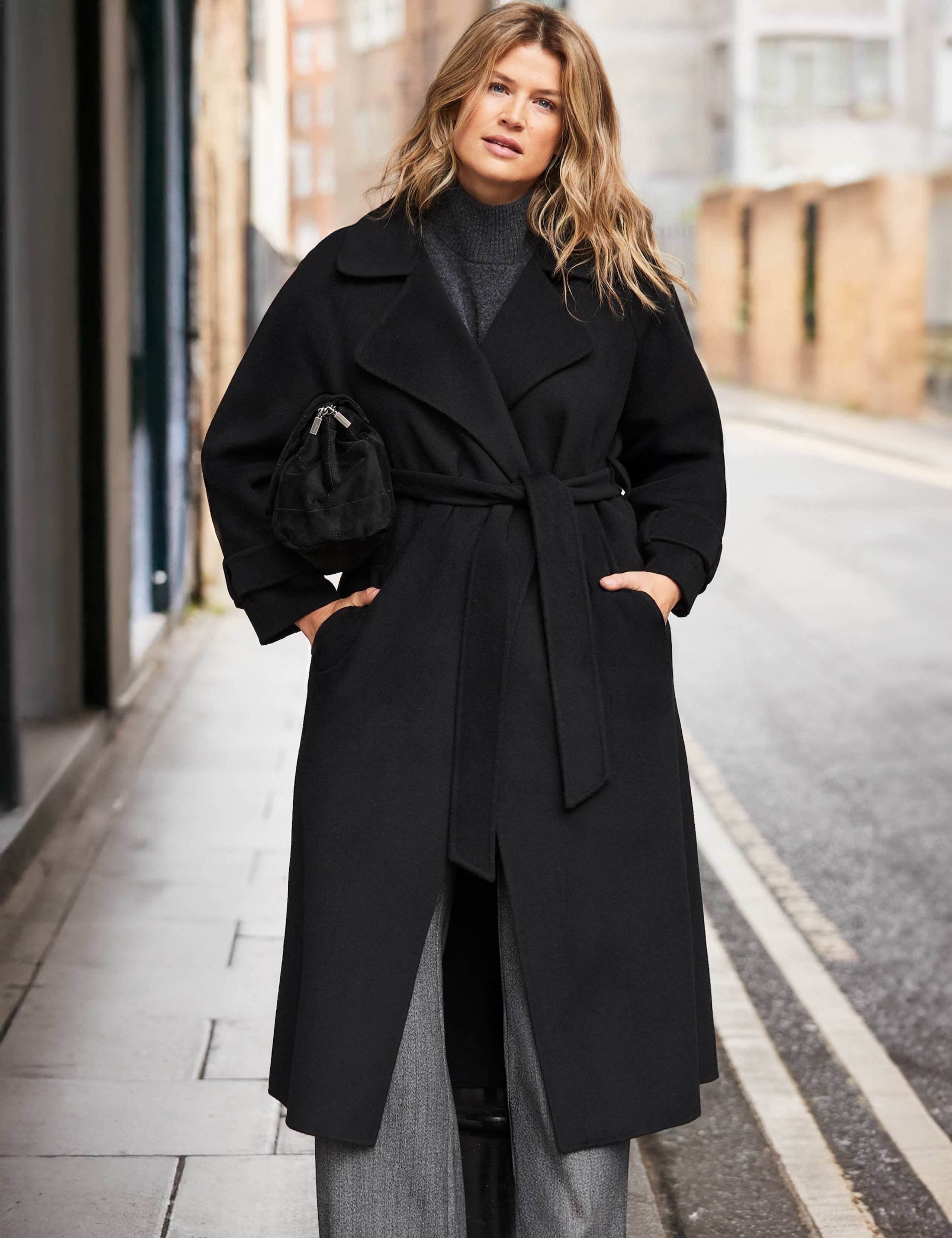 Wool Blend Belted Longline Wrap Coat 6 of 8