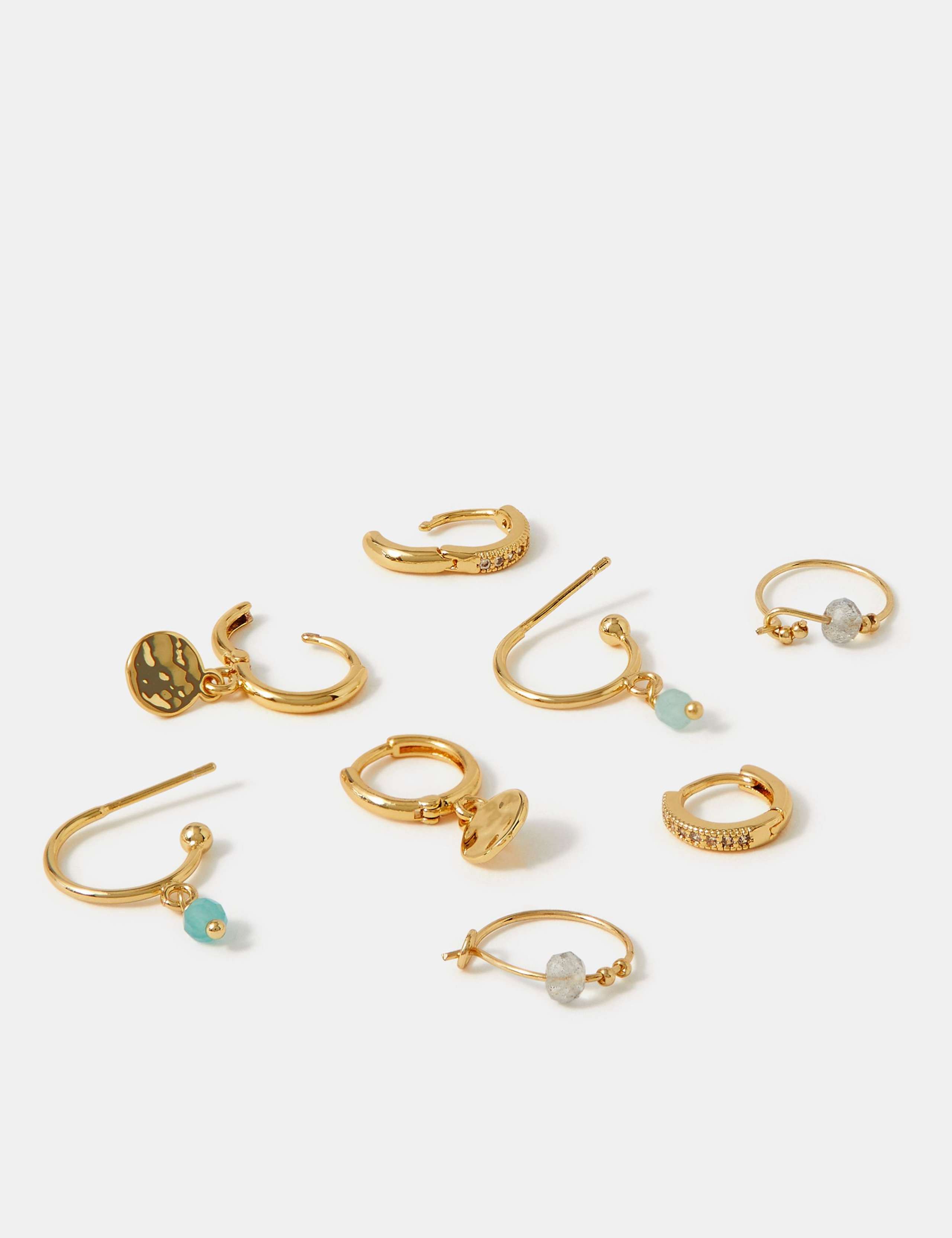 4 Pack 14 Carat Gold Plated Hoop Earrings Set 3 of 3