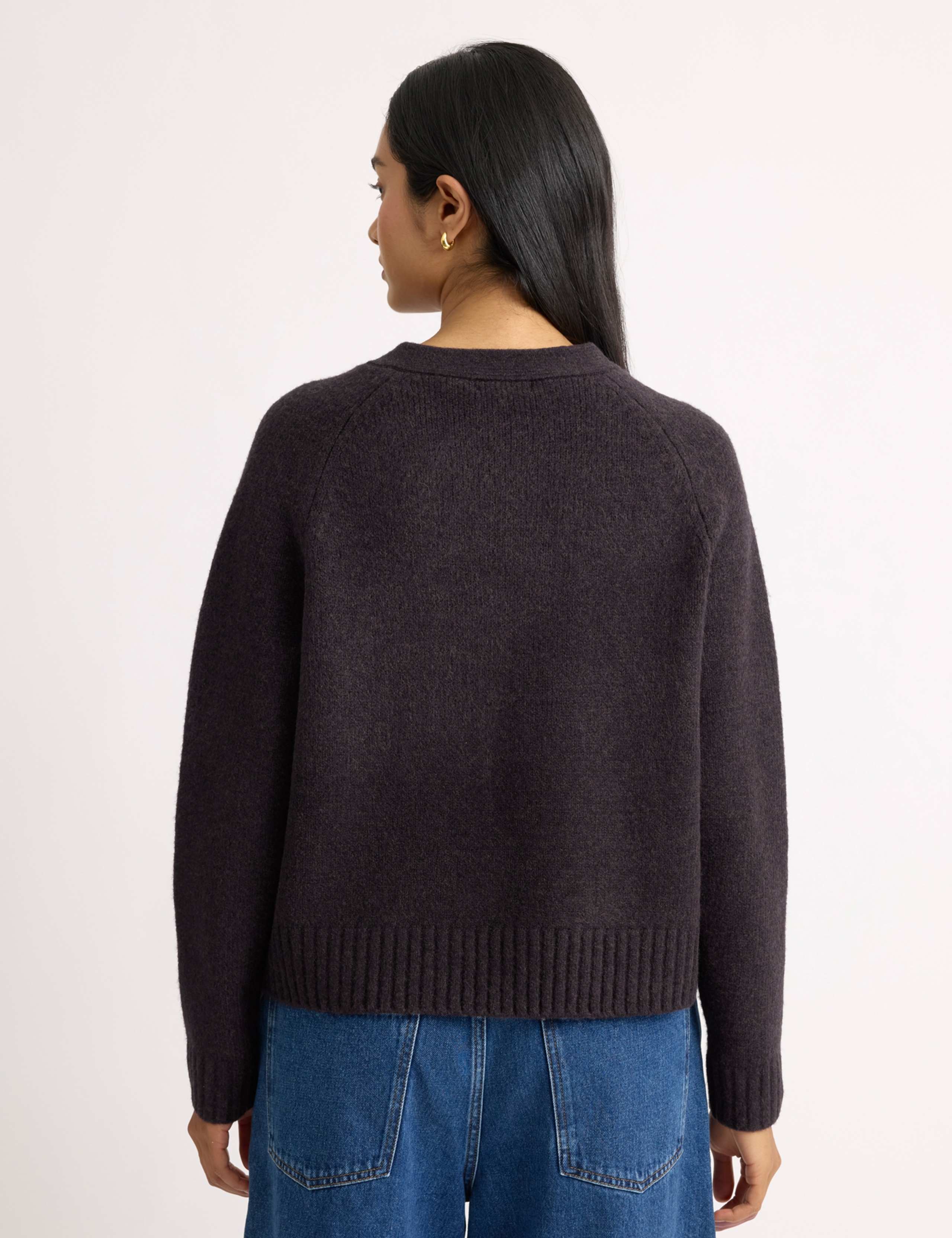 V-Neck Relaxed Cardigan with Wool 3 of 4