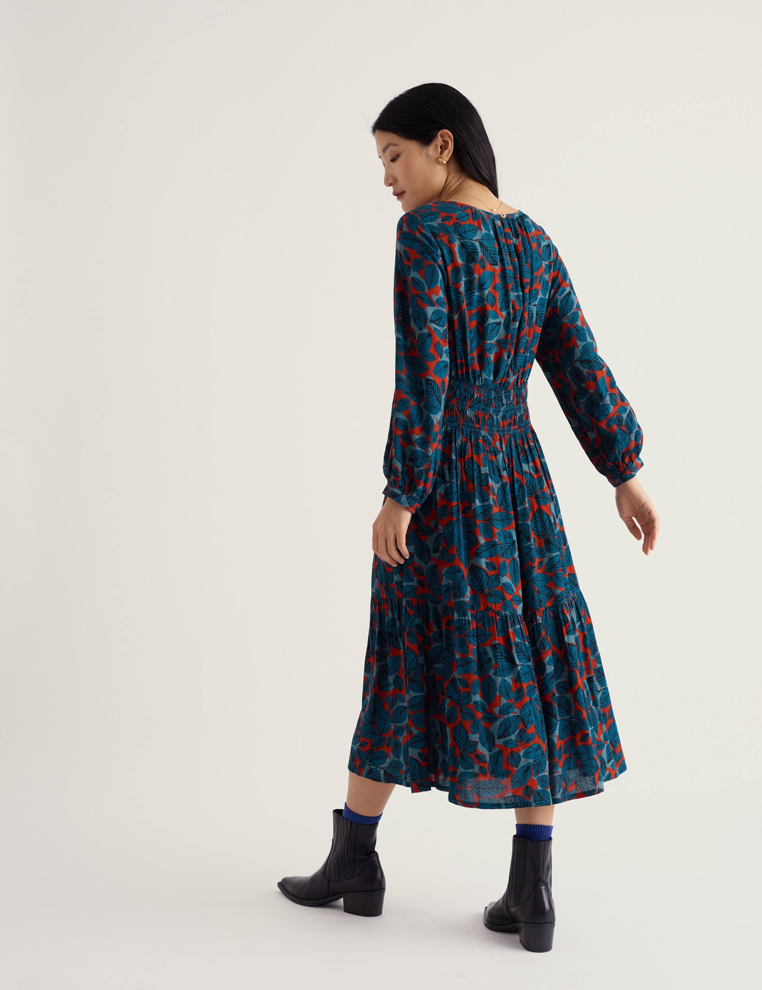 Printed Blouson Sleeve Midi Dress 6 of 6