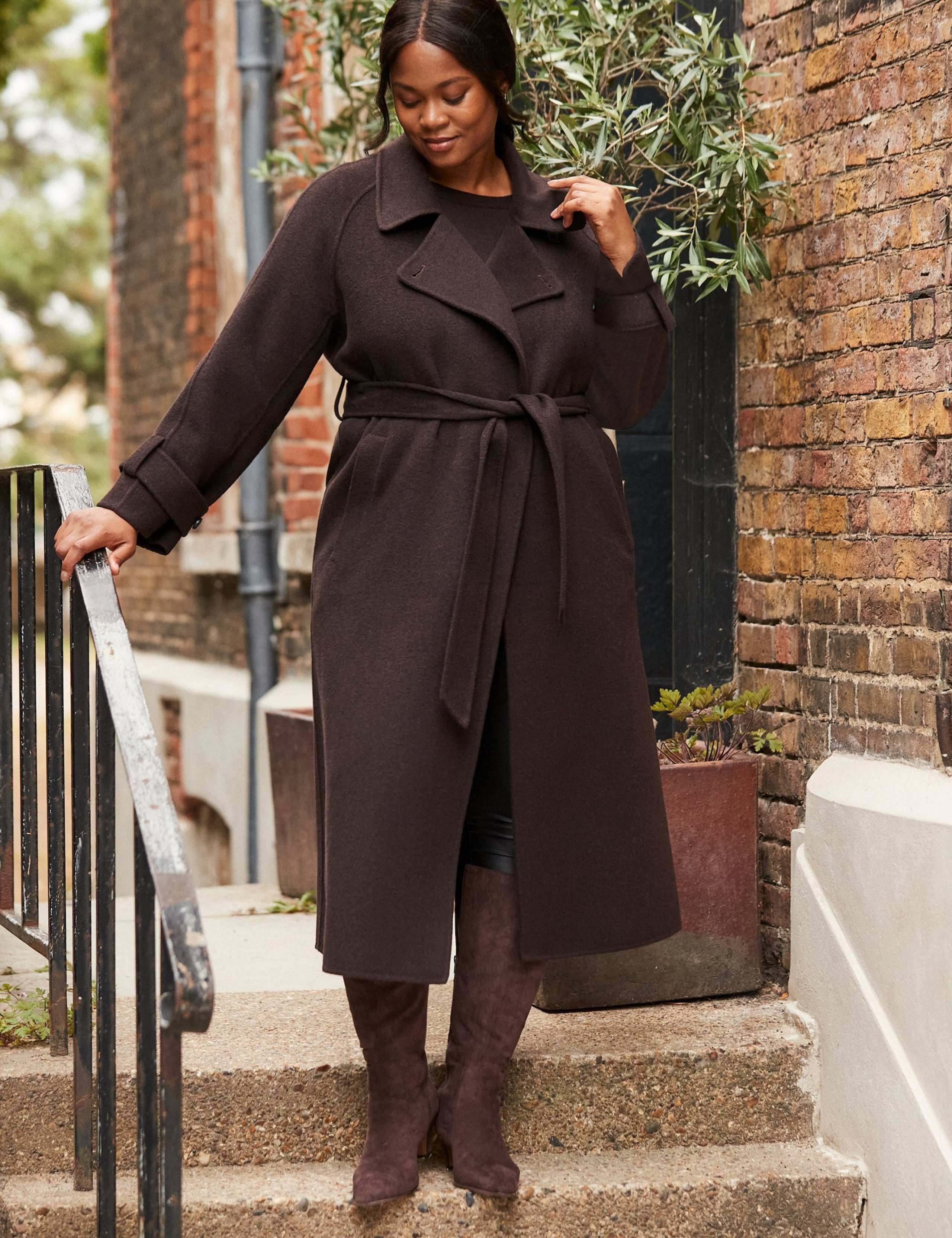 Wool Blend Belted Wrap Coat 3 of 4