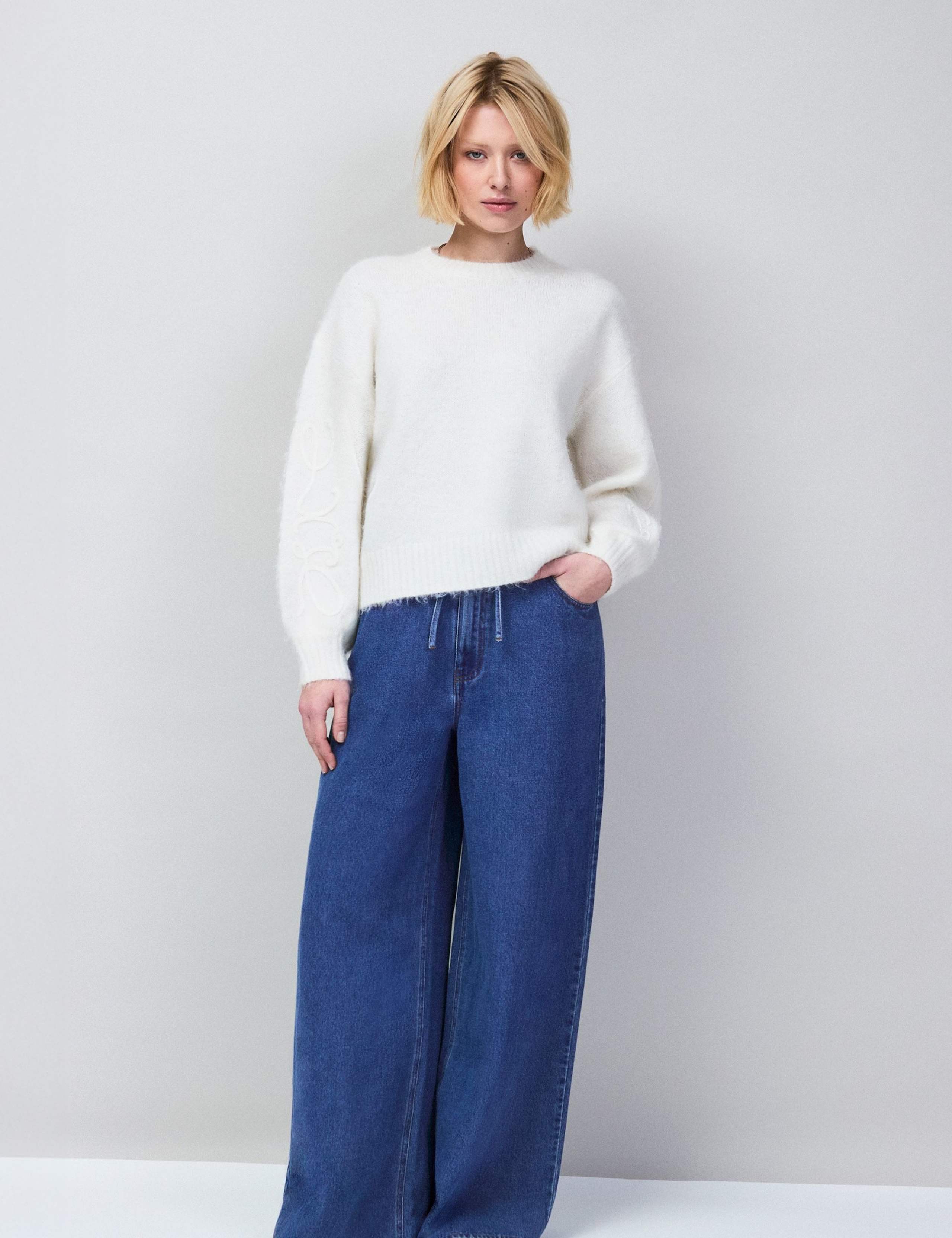 Applique Crew Neck Jumper with Alpaca 2 of 6