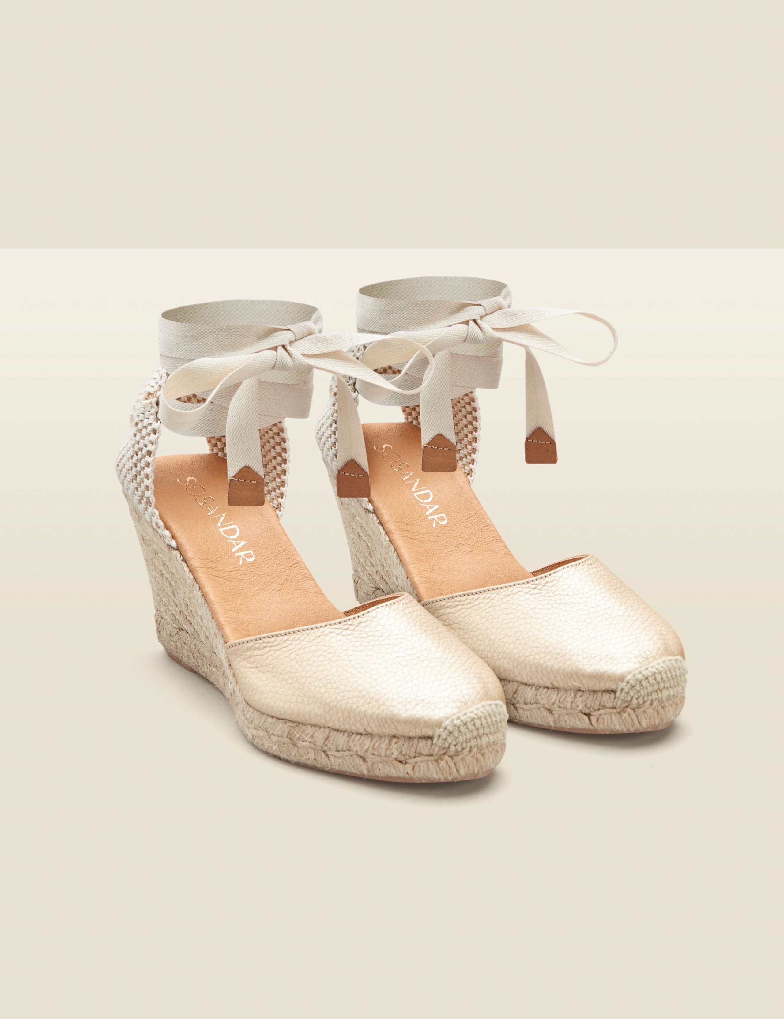 Leather Metallic Wedge Espadrilles 2 of 4