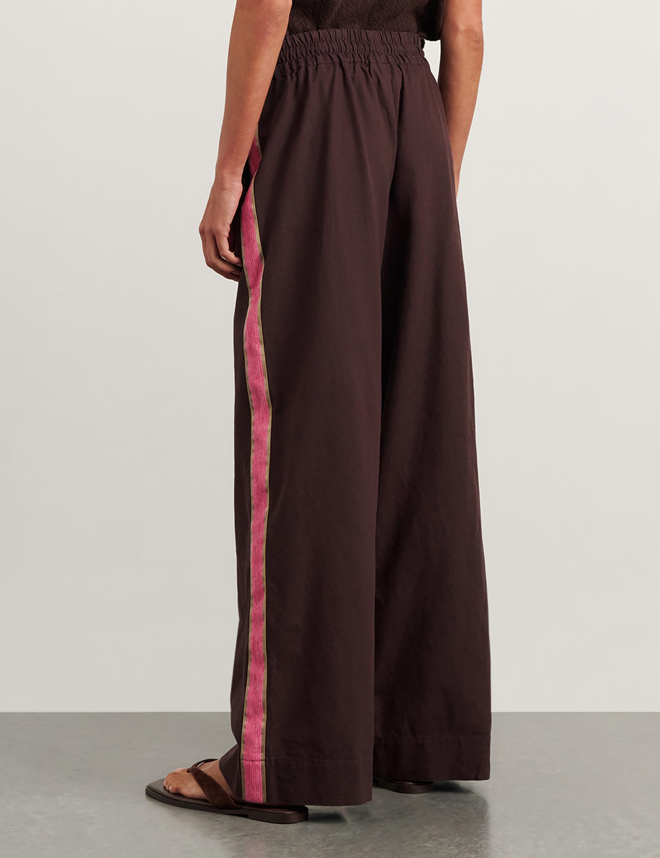Linen Rich Side Stripe Wide Leg Trousers 2 of 6