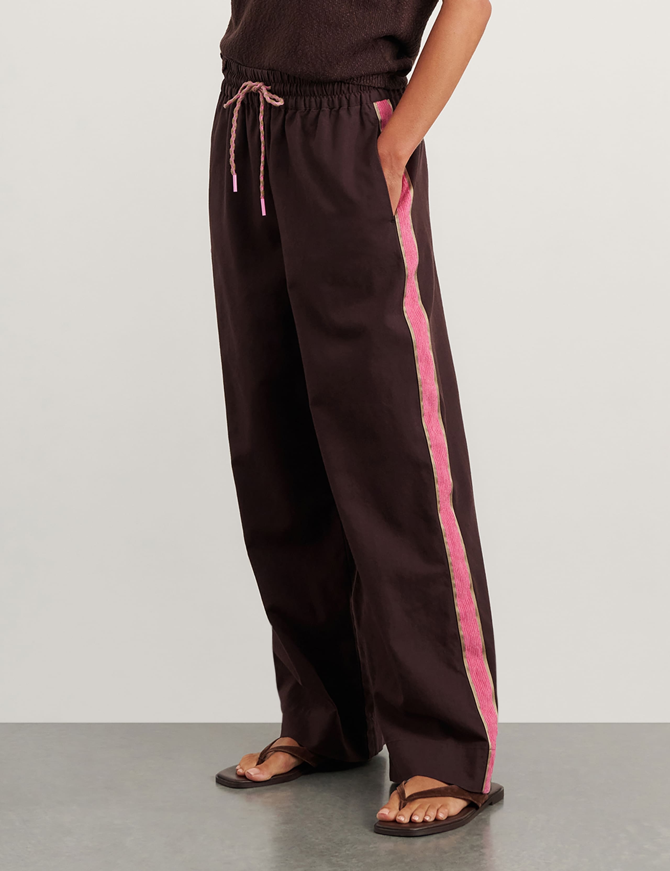 Linen Rich Side Stripe Wide Leg Trousers 4 of 6