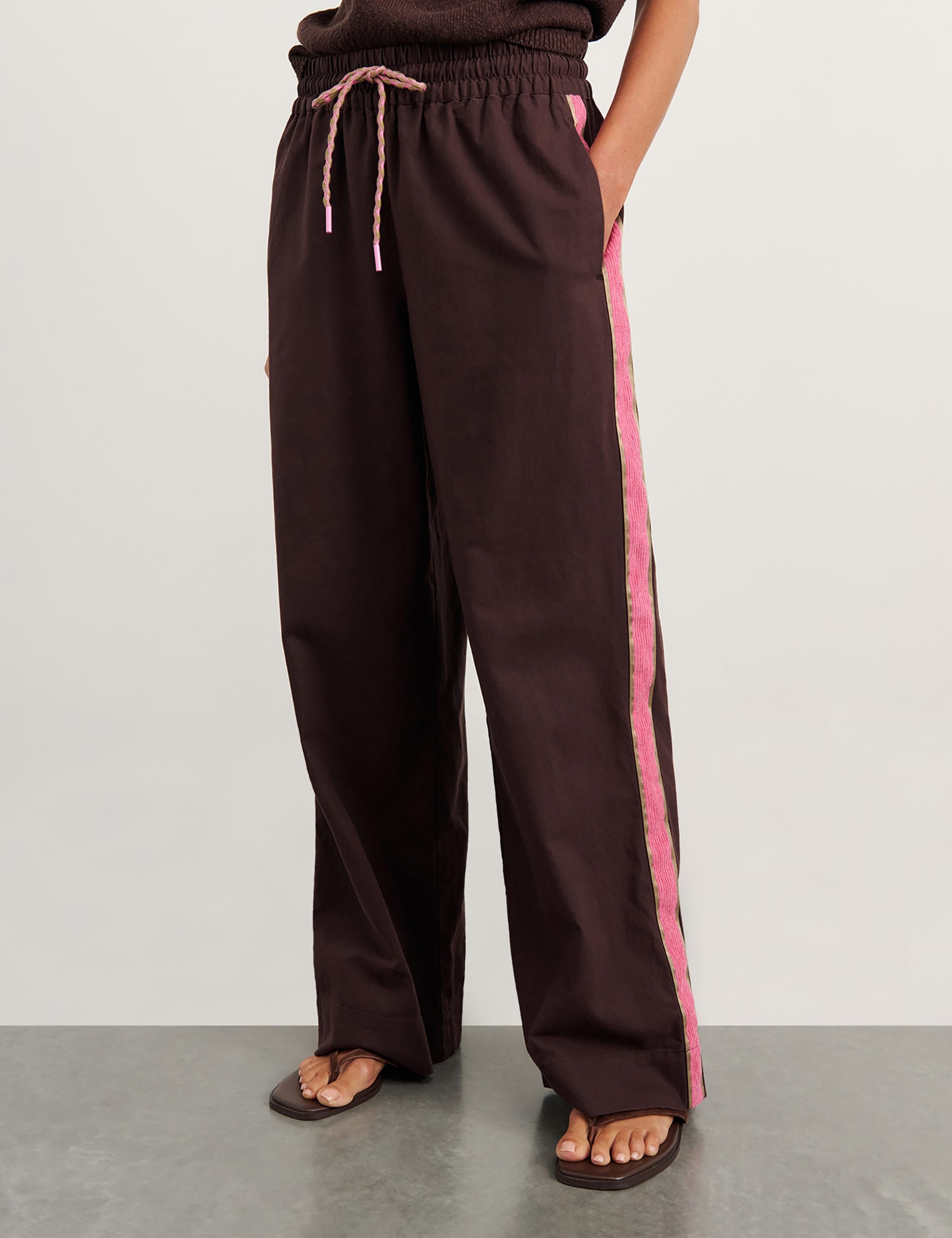 Linen Rich Side Stripe Wide Leg Trousers 5 of 6