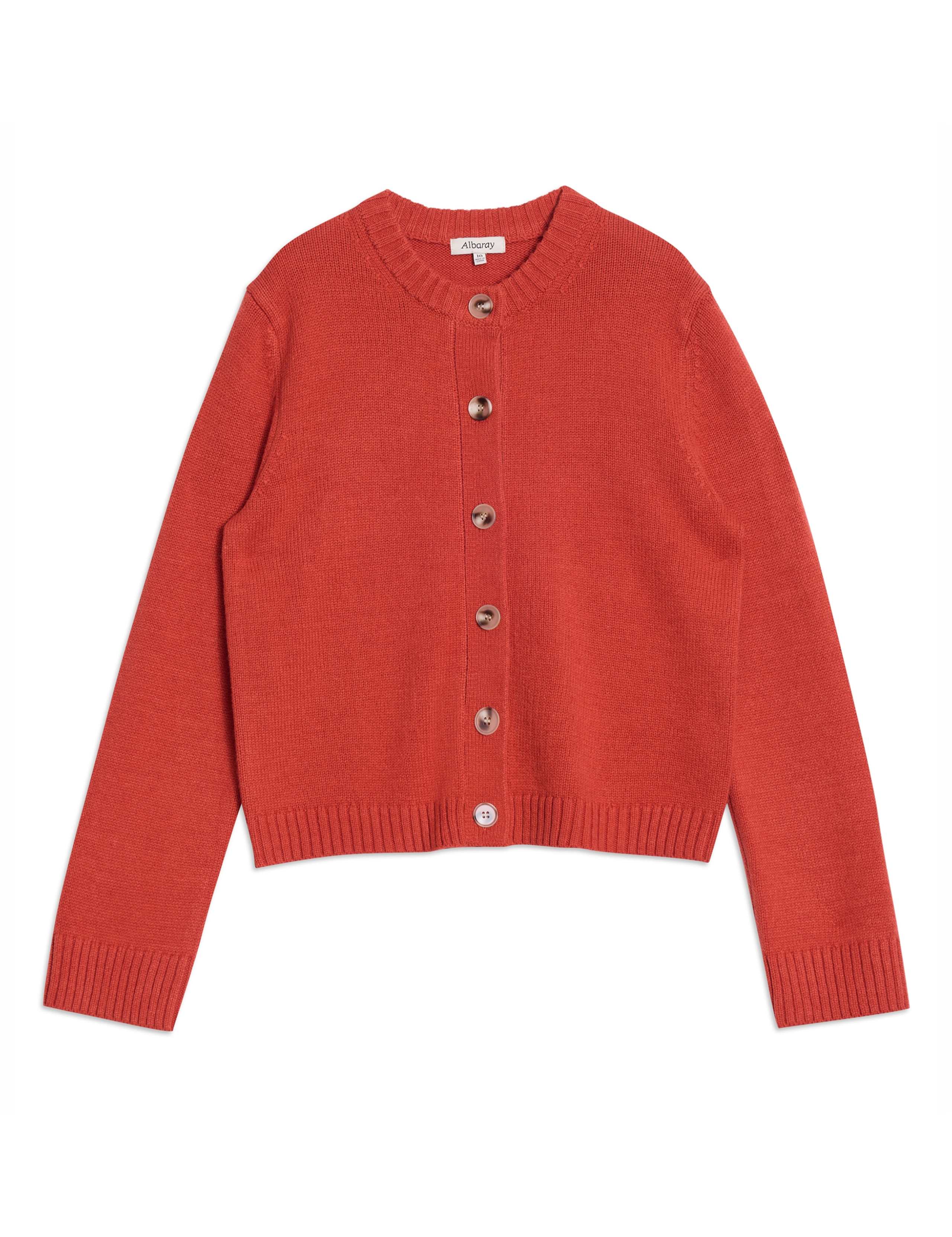 Crew Neck Button Front Cardigan with Wool 2 of 4