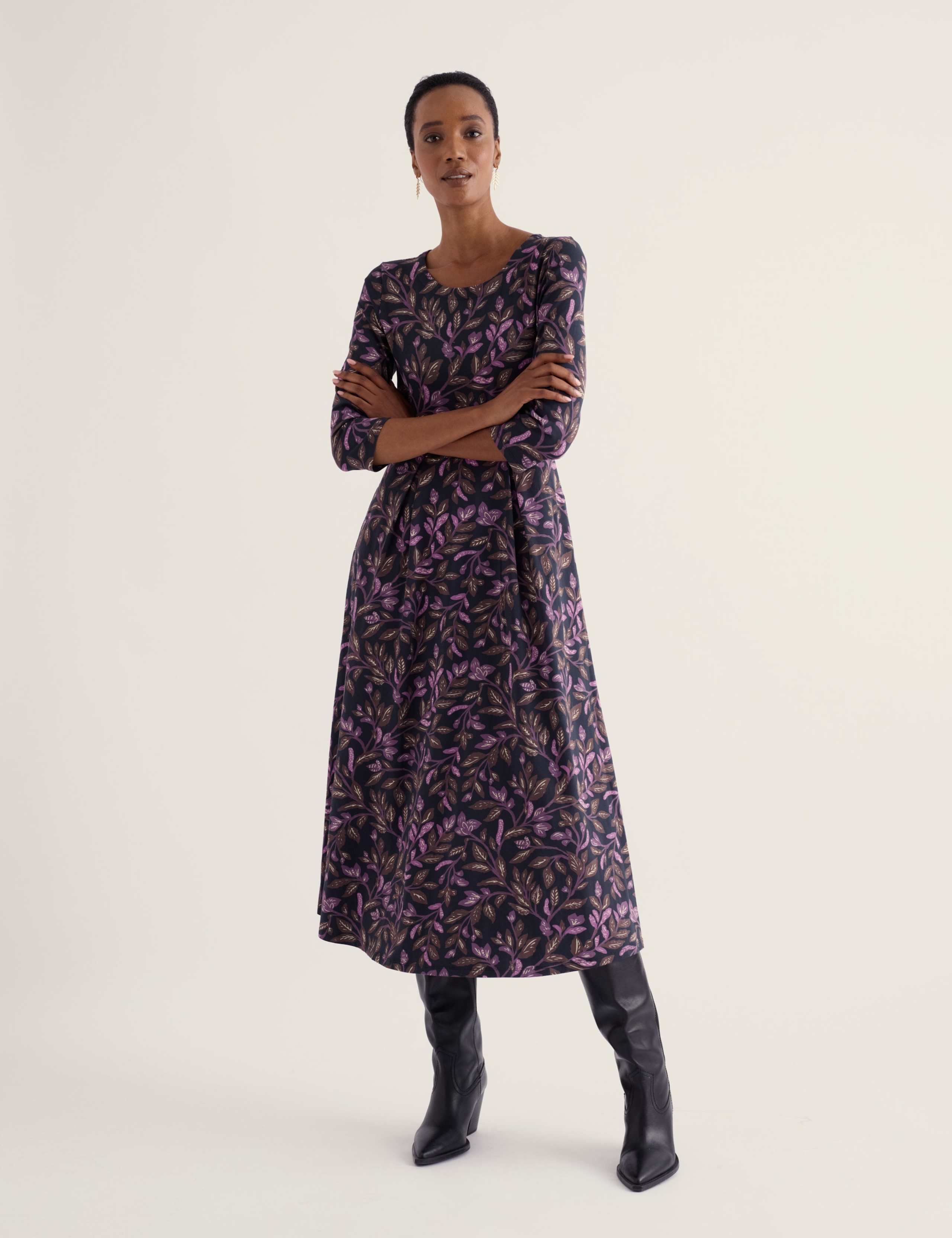 Cotton Rich Floral Midi Dress 3 of 5