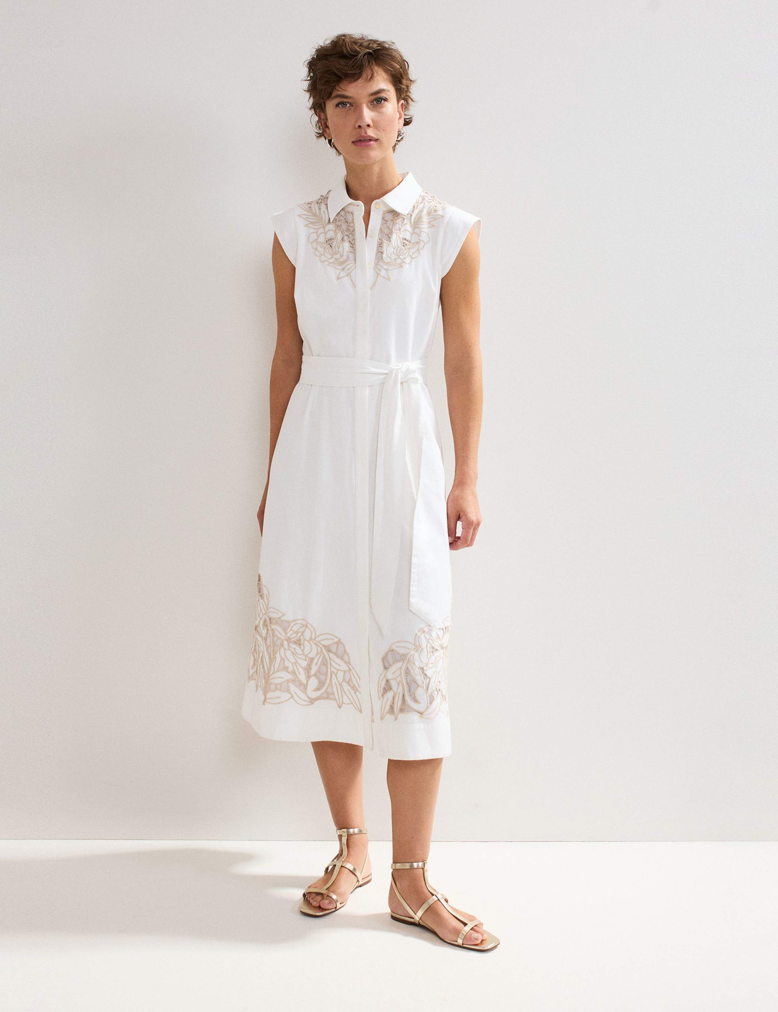Cotton Rich Embroidered Midi Shirt Dress 3 of 7