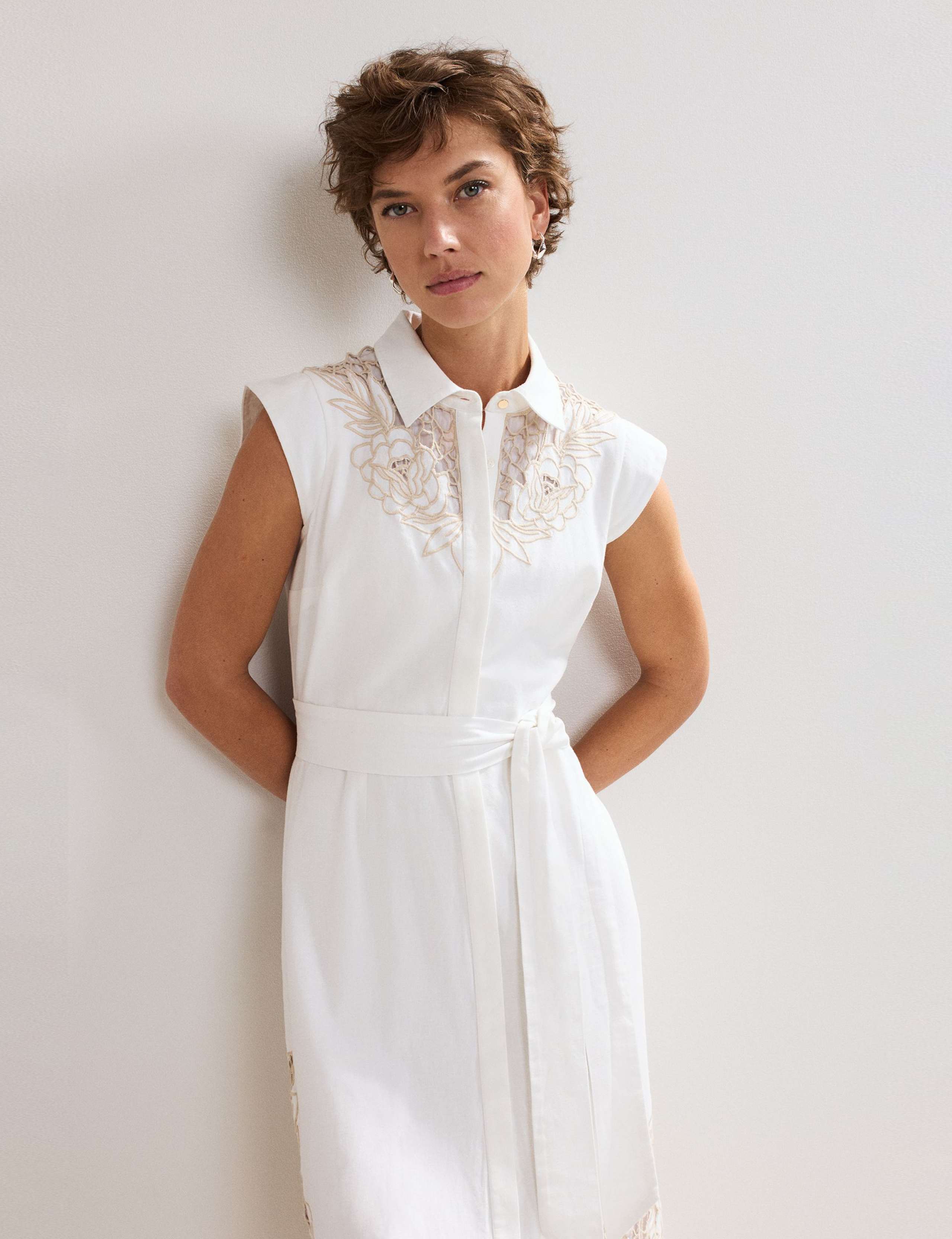 Cotton Rich Embroidered Midi Shirt Dress 4 of 7