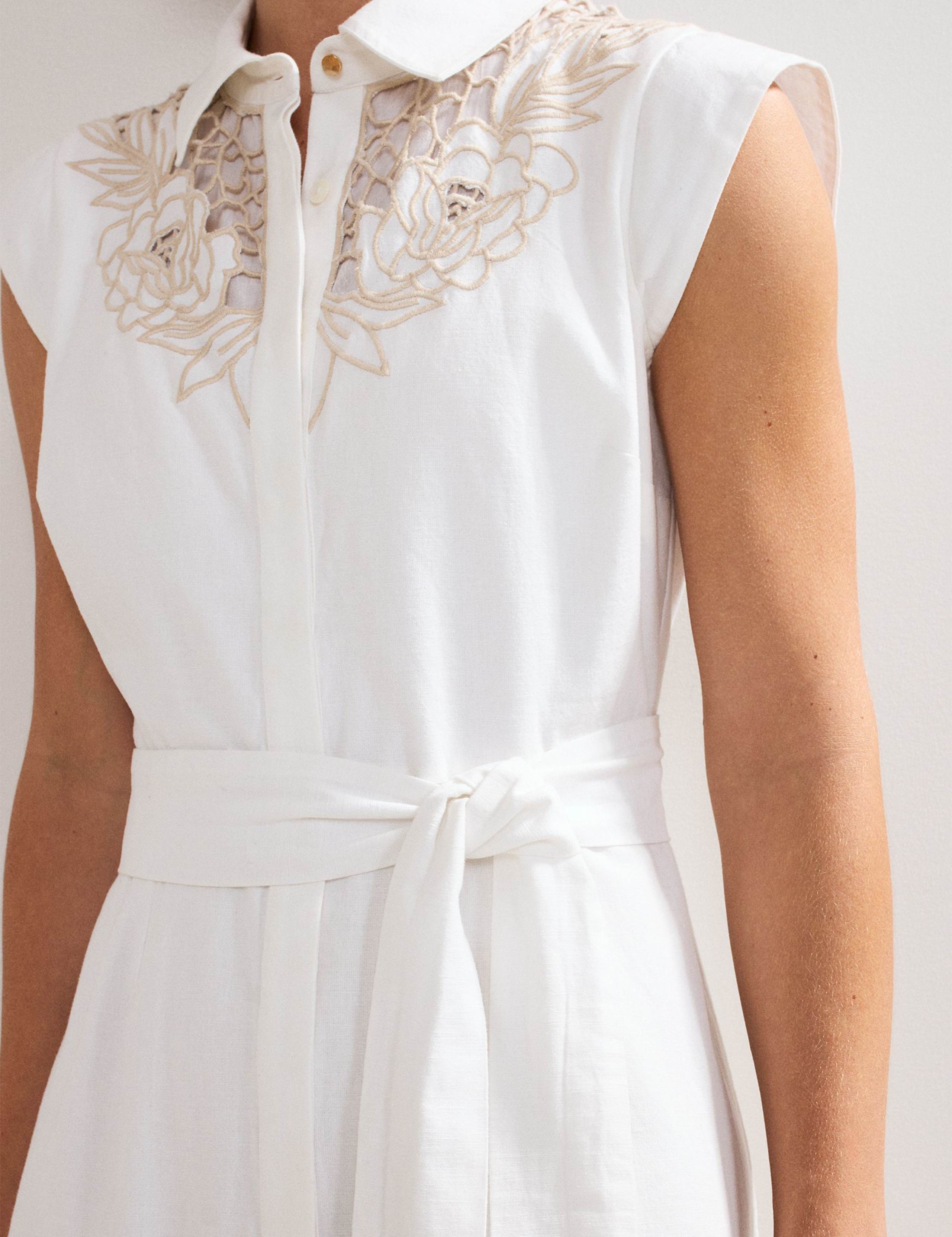 Cotton Rich Embroidered Midi Shirt Dress 6 of 7