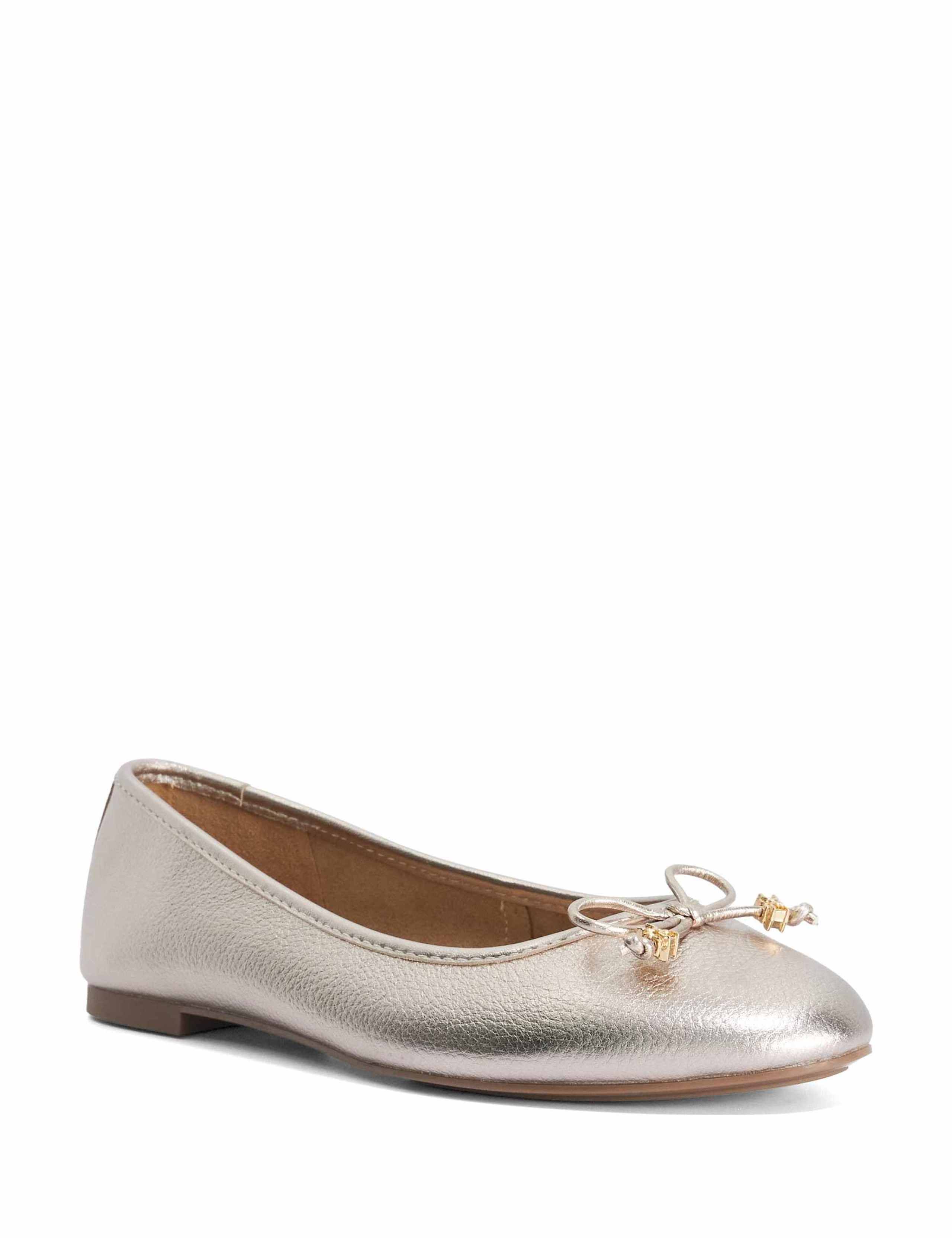 Wide Fit Charm Trim Leather Ballet Pumps 2 of 5