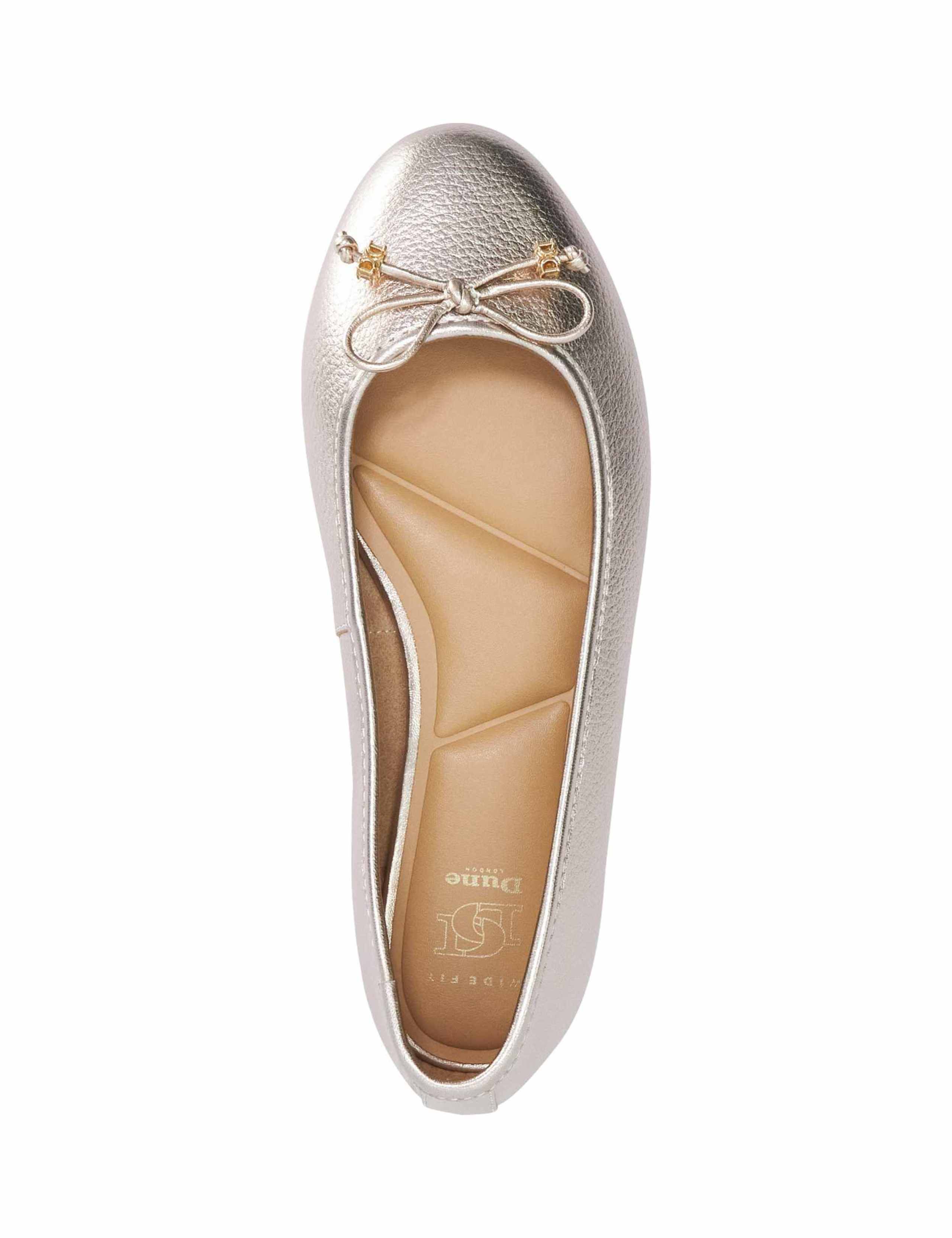 Wide Fit Charm Trim Leather Ballet Pumps 3 of 5