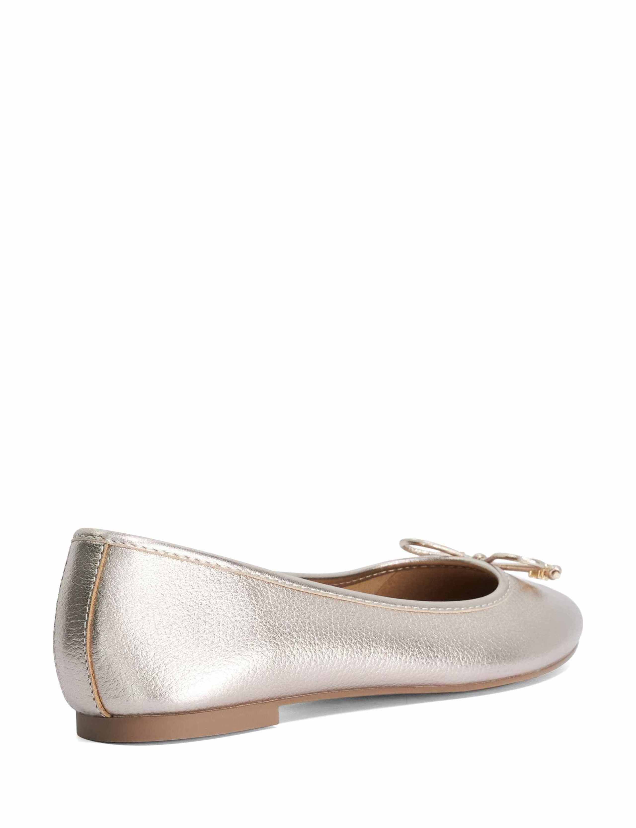 Wide Fit Charm Trim Leather Ballet Pumps 4 of 5