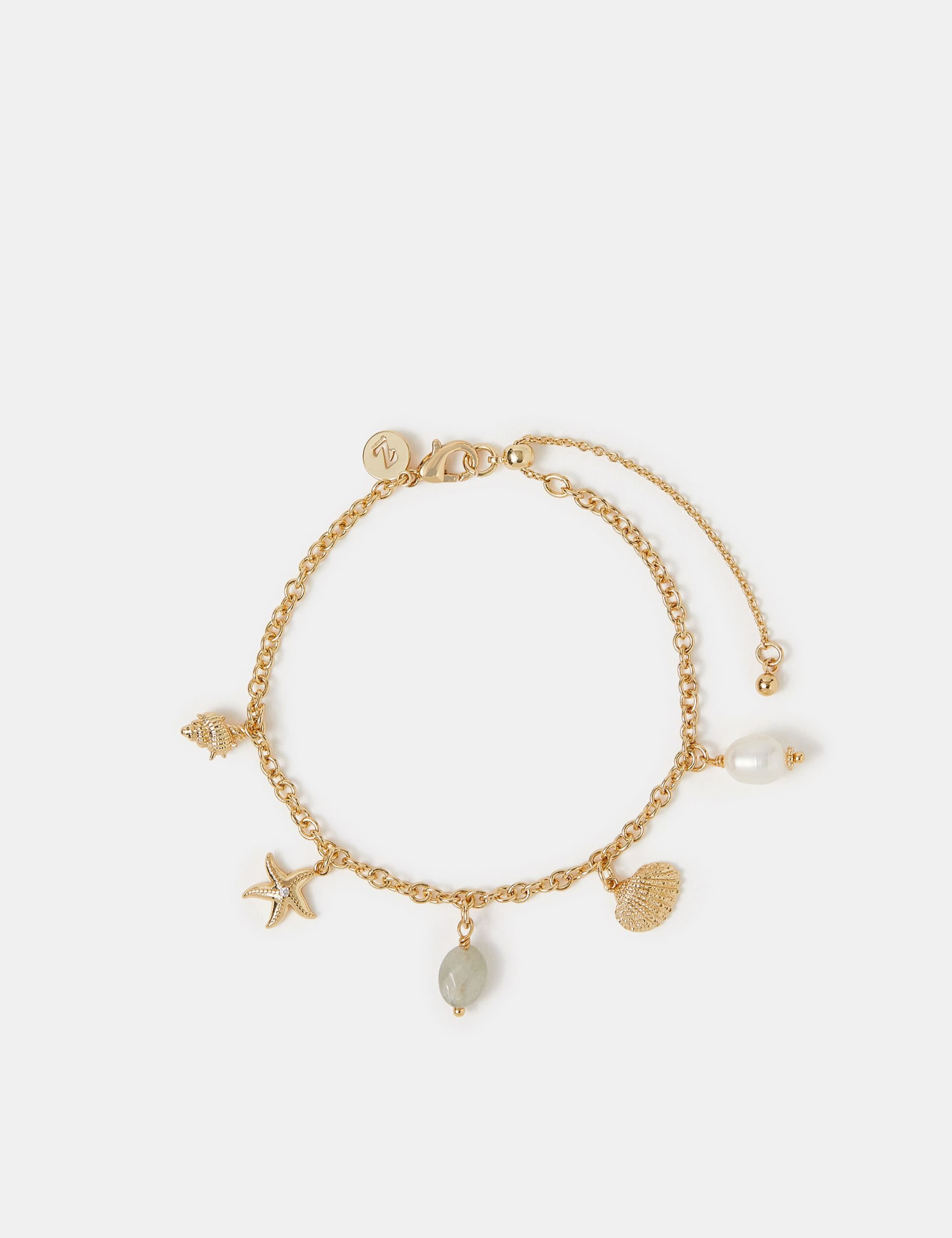 14 Carat Gold Plated Shells Charm Bracelet 1 of 3