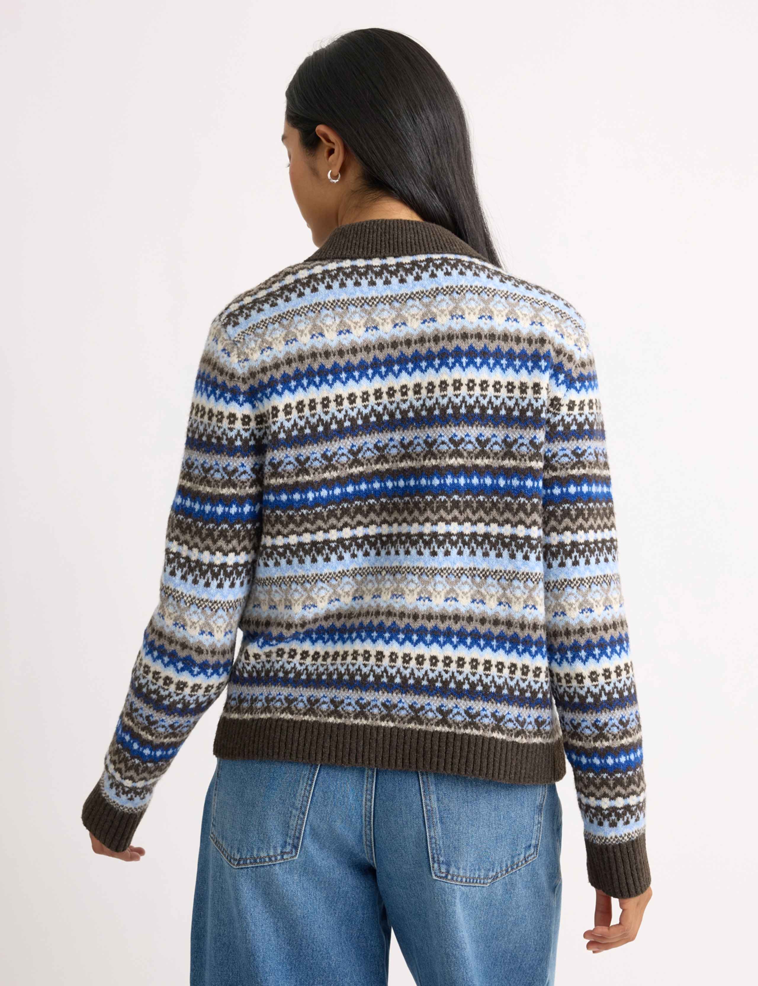 Fair Isle Collared Cardigan with Wool 3 of 4