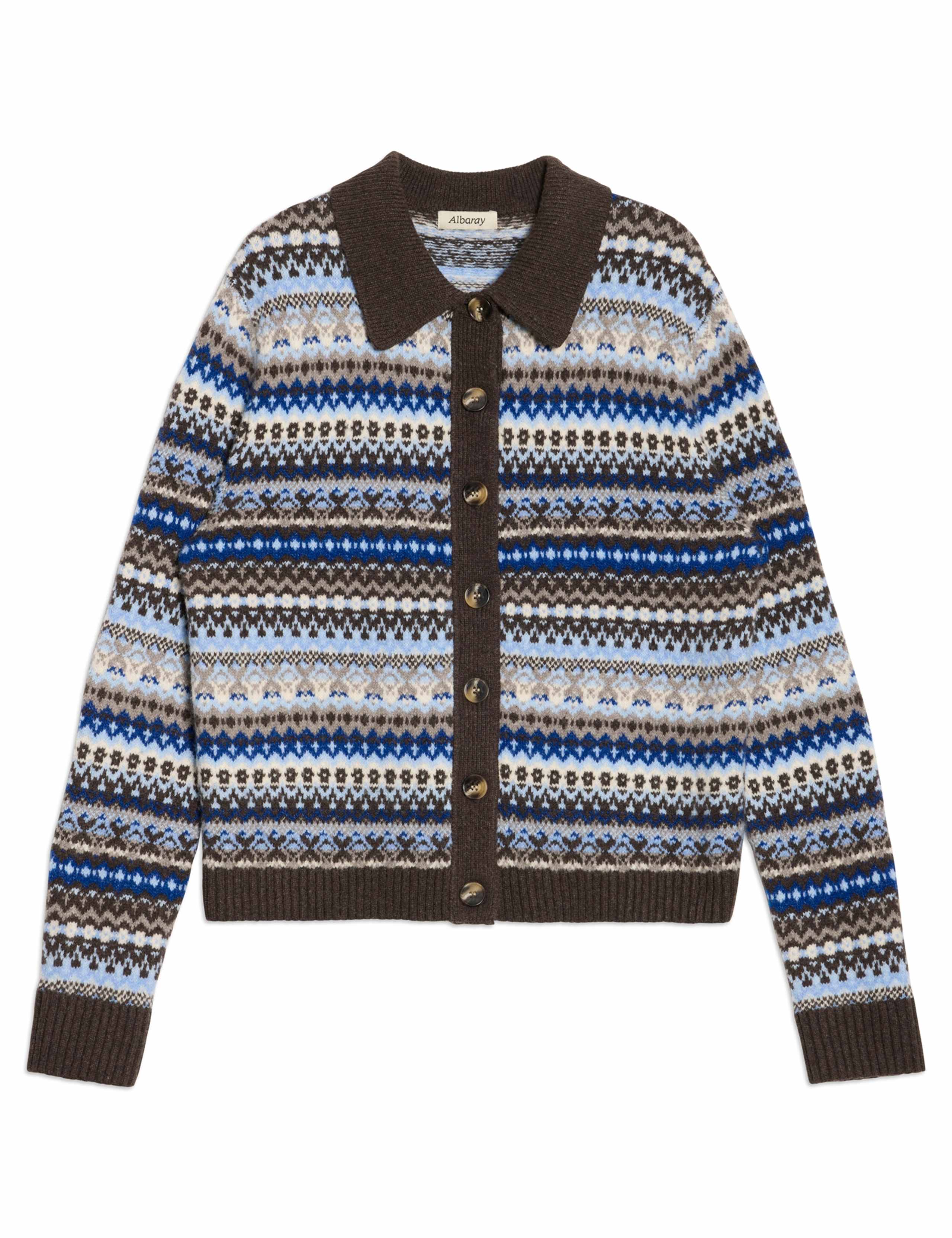 Fair Isle Collared Cardigan with Wool 2 of 4